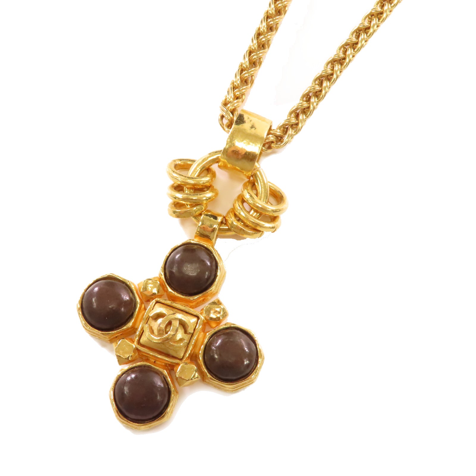 CHANEL 金屬Necklace項鍊金色/啡色