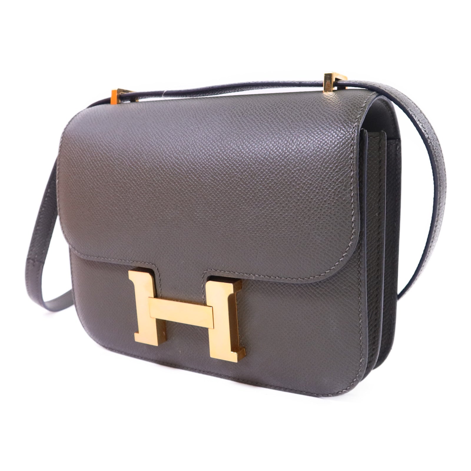 HERMES Veau Epsom皮革Constance Mini金扣肩背袋 Vert de Gris