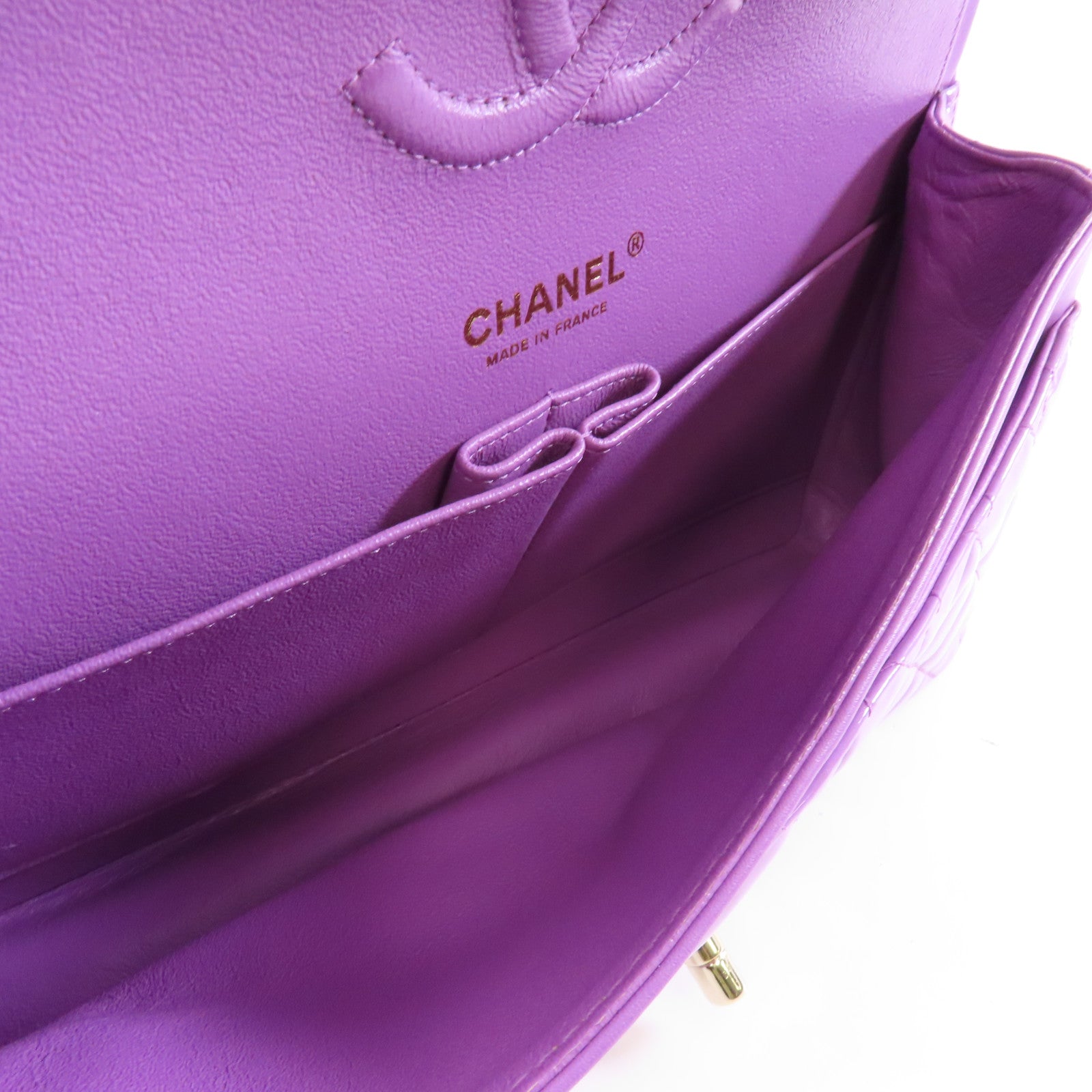 CHANEL 【激減優惠】菱格漆皮皮革Classic Chain Shoulder Bag金扣鏈帶肩背袋紫色
