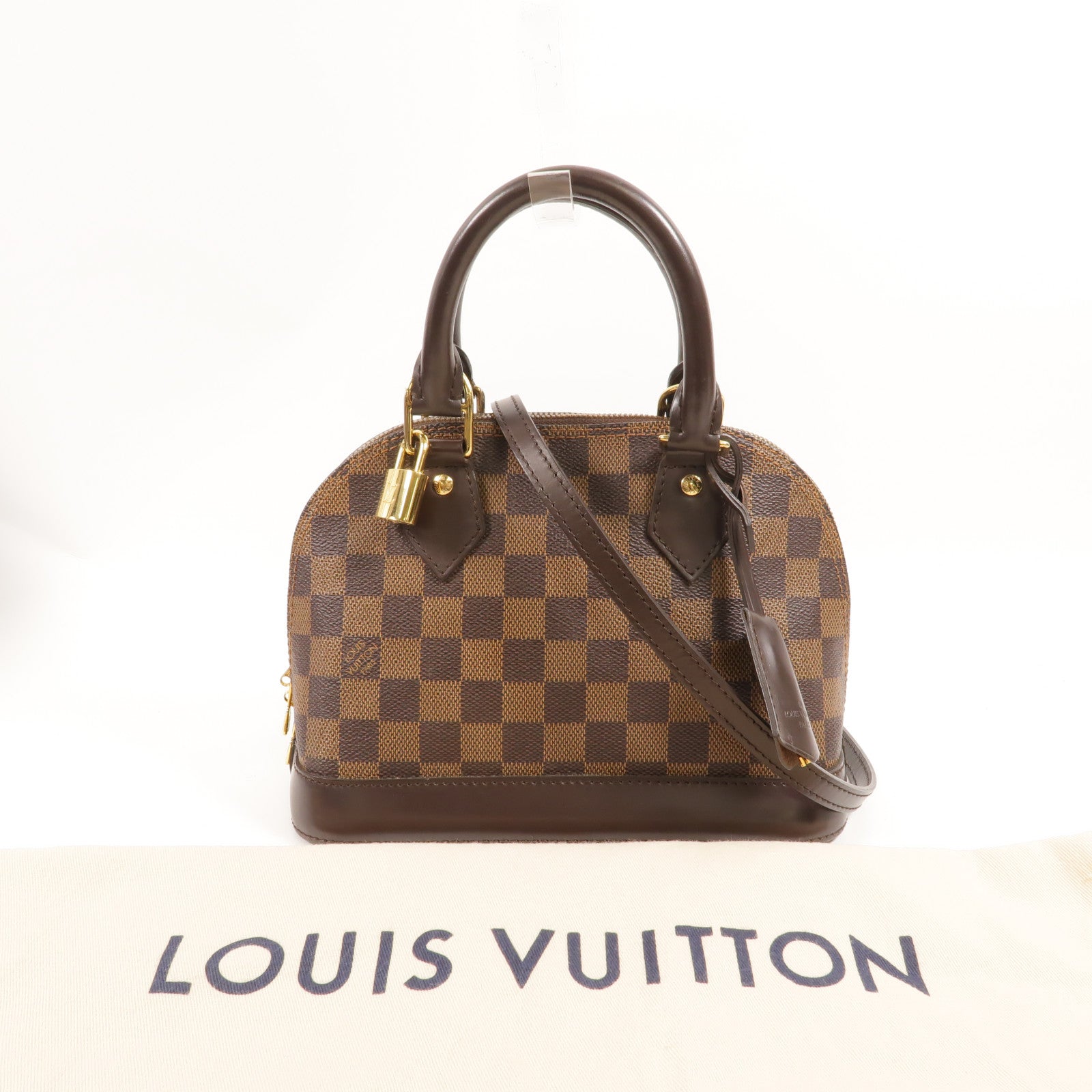 LOUIS VUITTON Damier Alma BB金扣手挽肩背兩用袋棕色