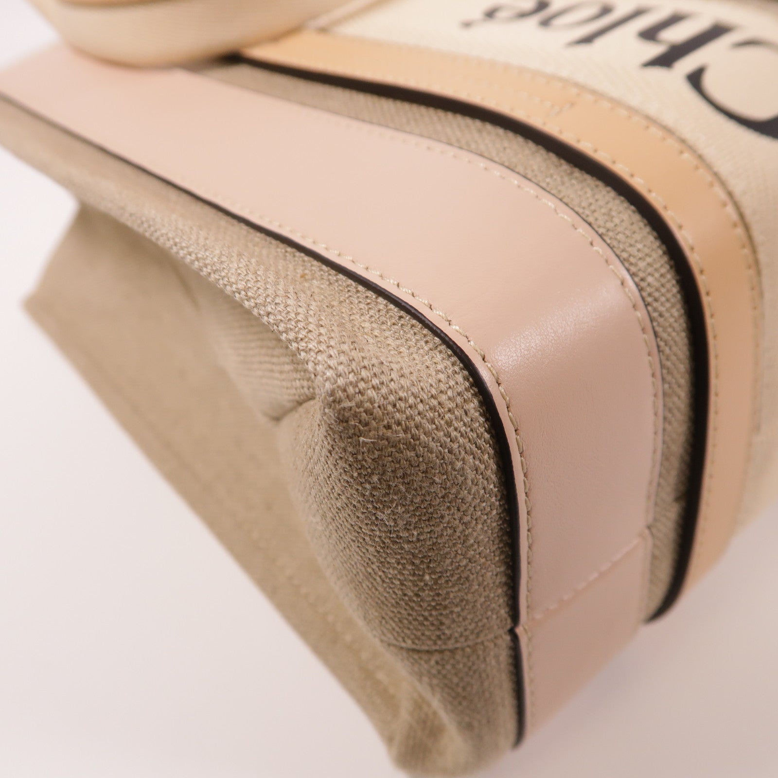 Chloe 帆布/皮革Woody Tote Bag肩背袋