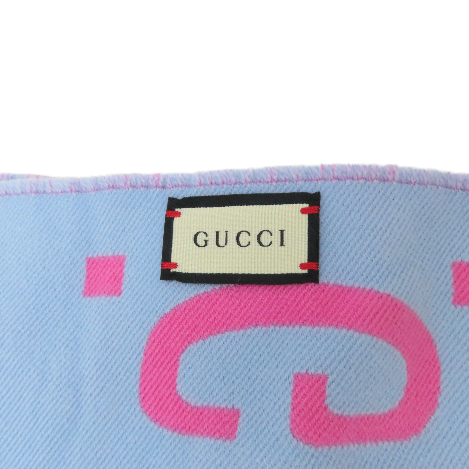 GUCCI 羊毛Scarf圍巾粉紅色/淺藍色