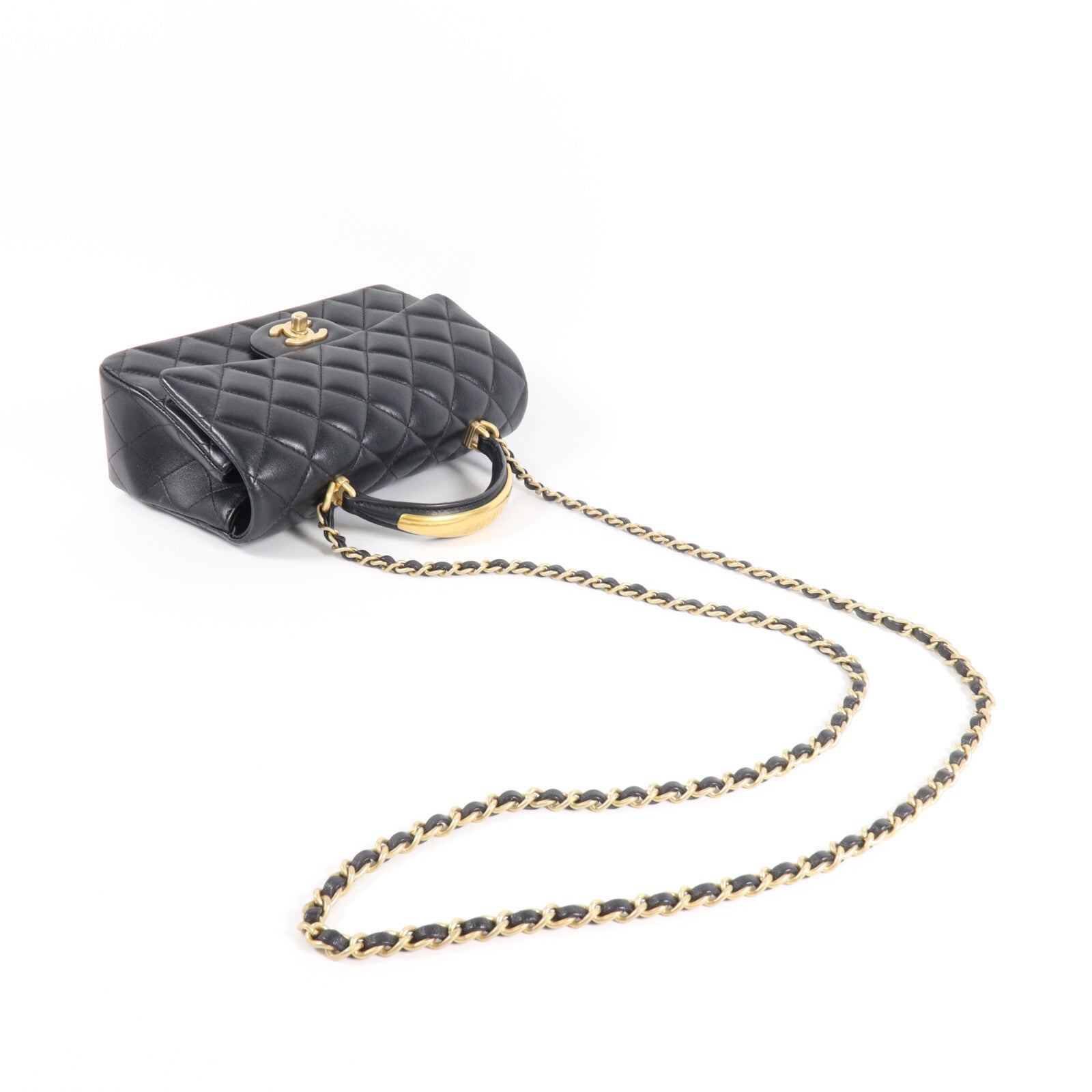 CHANEL 羊皮皮革Mini Classic 20 With Handle鏈帶手挽肩背兩用袋