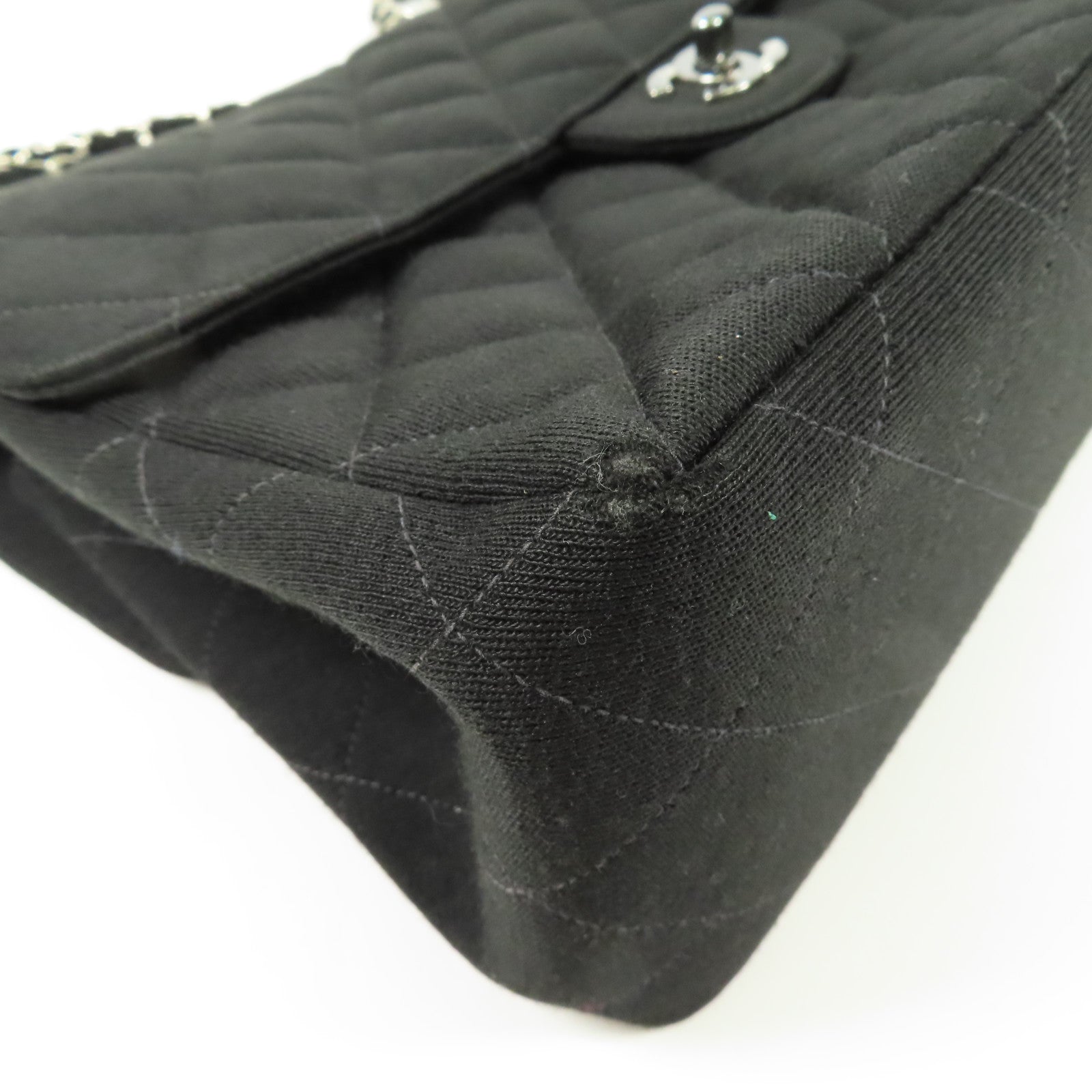 CHANEL 帆布Chain Shoulder銀扣鏈帶肩背袋