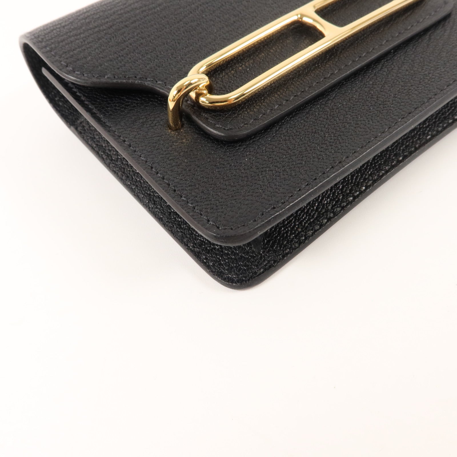 HERMES Chevre皮革Roulis Slim錢包Noir