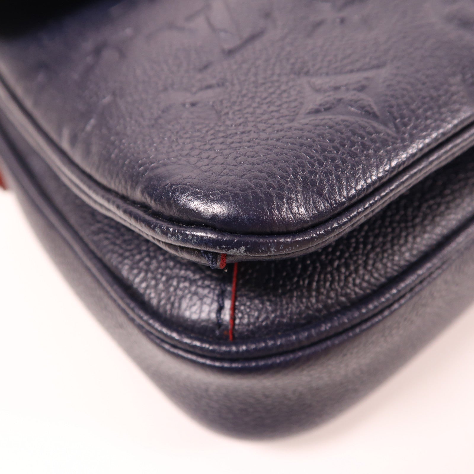 LOUIS VUITTON Monogram Empreinte Pochette Metis金扣手挽肩背兩用袋深藍色