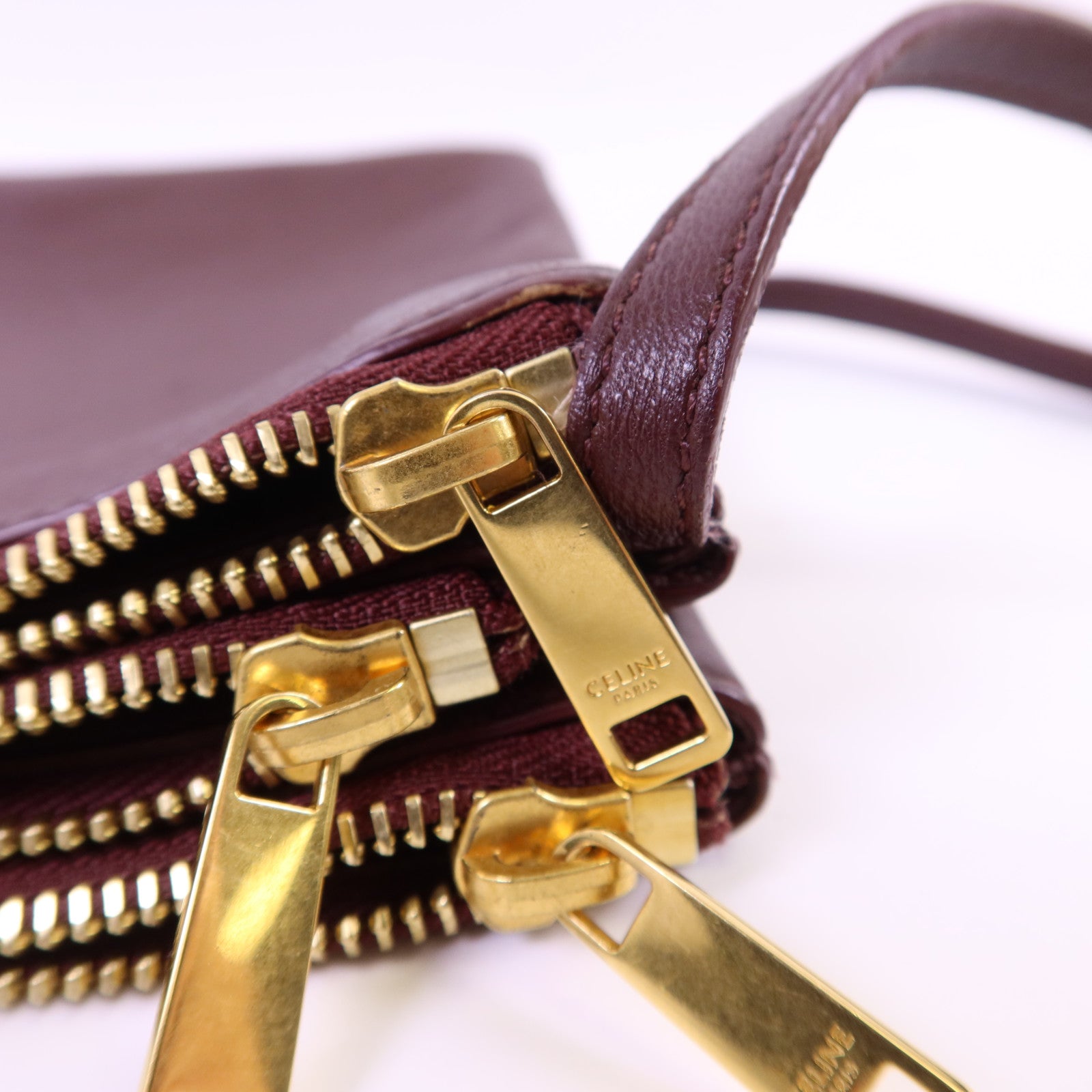 CELINE 牛皮皮革Trio Bag金扣肩背袋