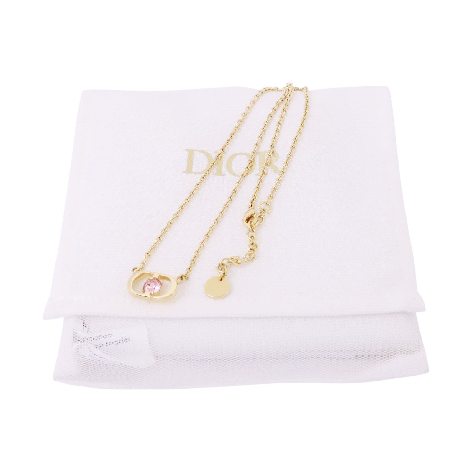 Dior 金屬/水鑽Petit CD Jolie Necklace金扣項鏈