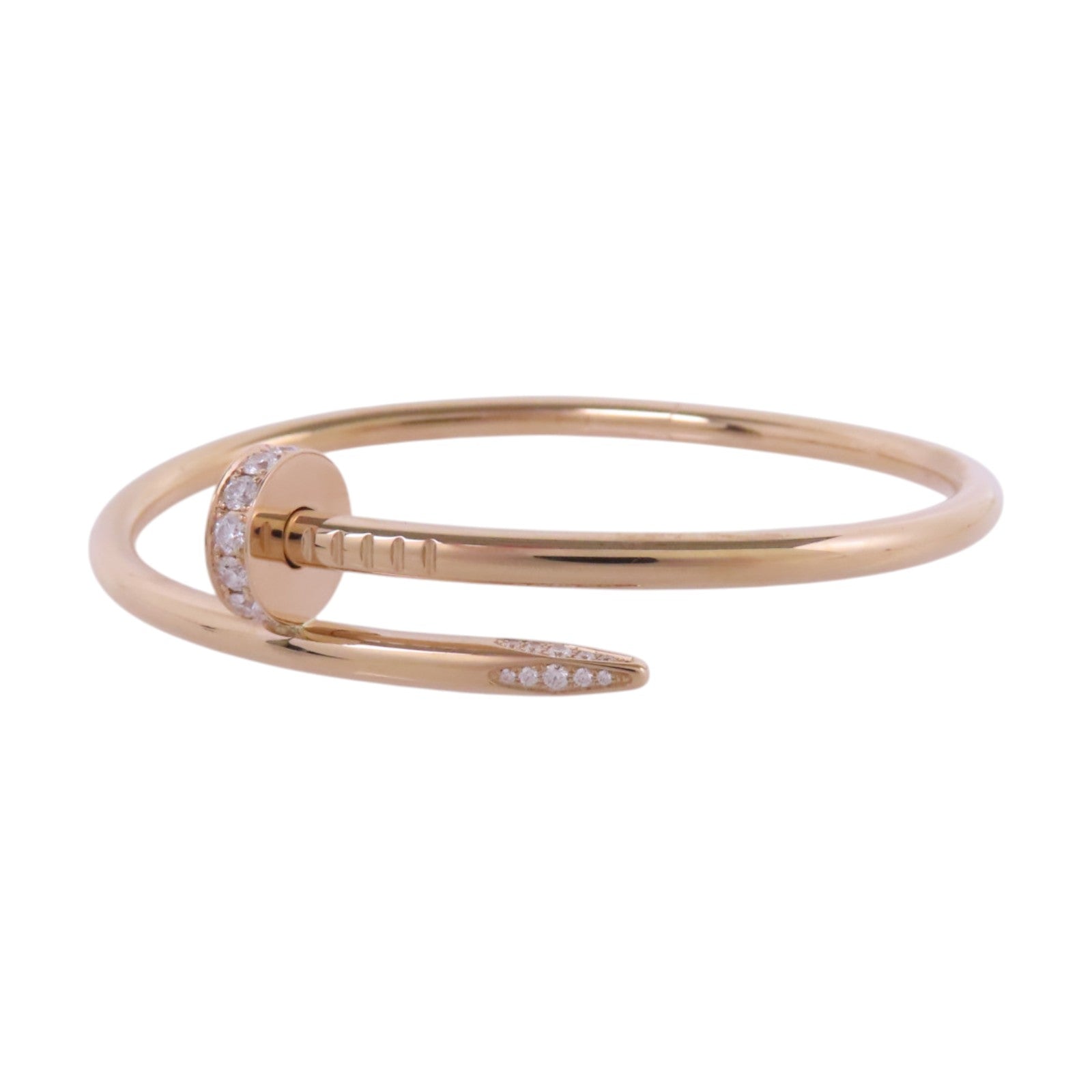 CARTIER 18K玫瑰Juste Un Clou Diamond Bangle手鐲#17