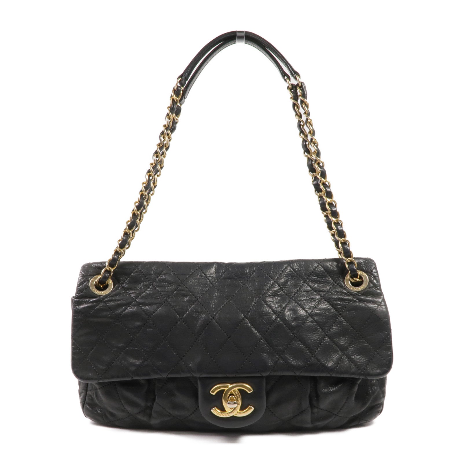CHANEL 牛皮皮革Chain Shoulder Bag金扣鏈帶肩背袋