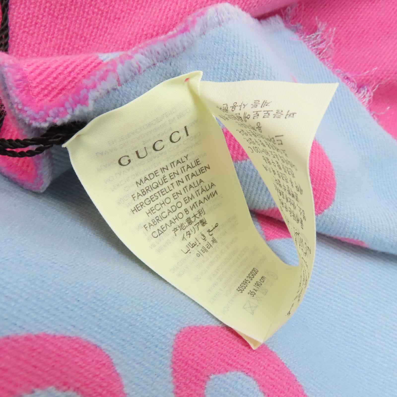 GUCCI 羊毛Scarf圍巾粉紅色/淺藍色