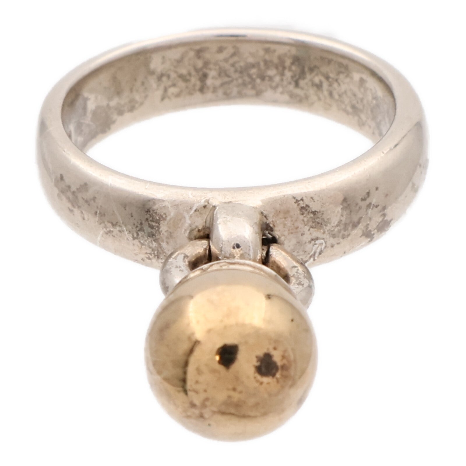 TIFFANY＆CO 925純銀/18K黃金Ball Dangle Ring戒指US#6
