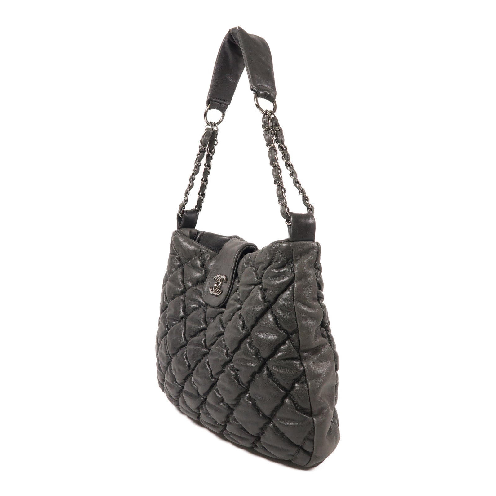 CHANEL 羊皮皮革Shoulder Bag銀扣肩背袋