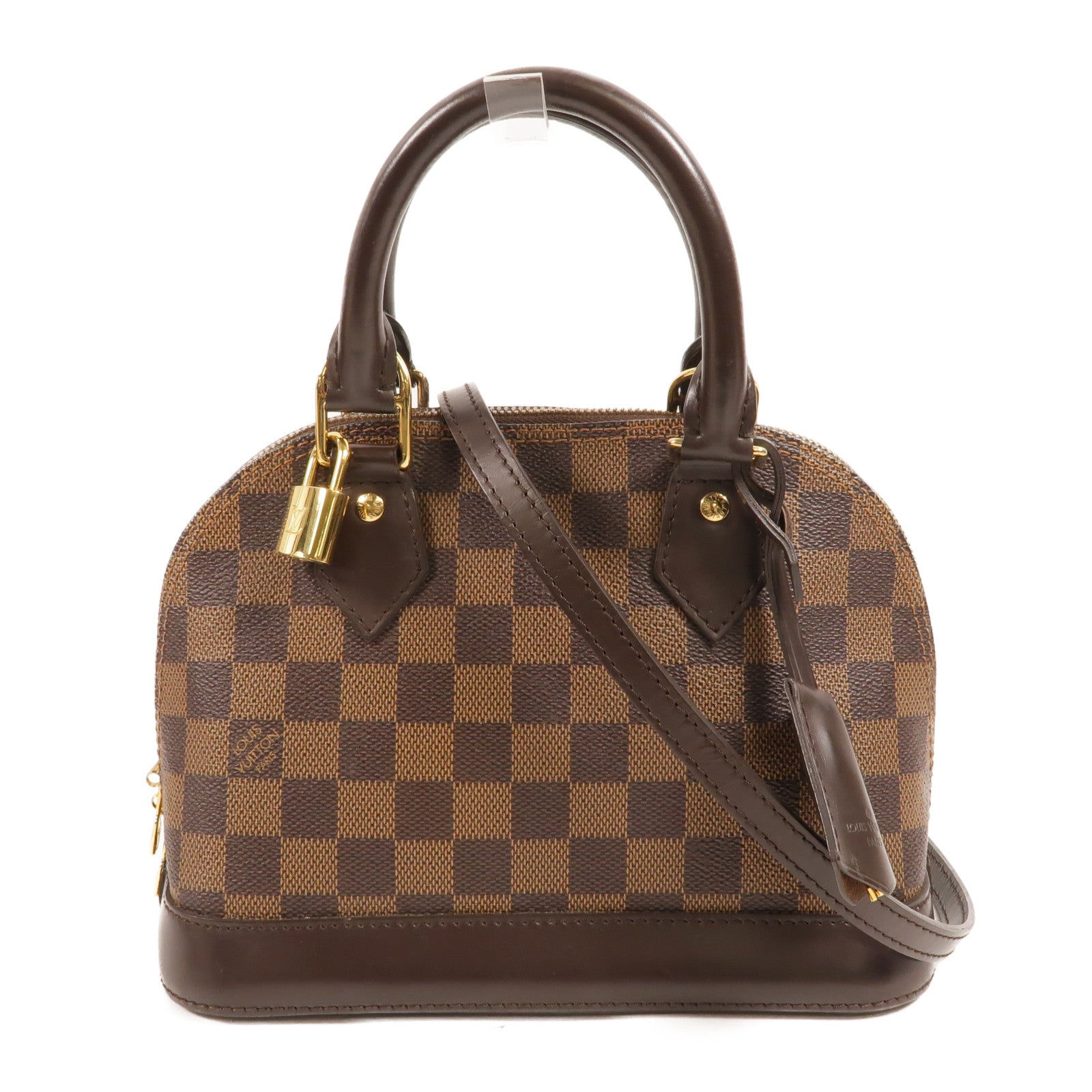 LOUIS VUITTON Damier Alma BB金扣手挽肩背兩用袋棕色