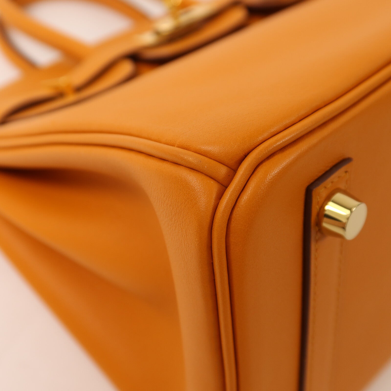 HERMES Swift皮革Birkin 25金扣手挽袋Apricot