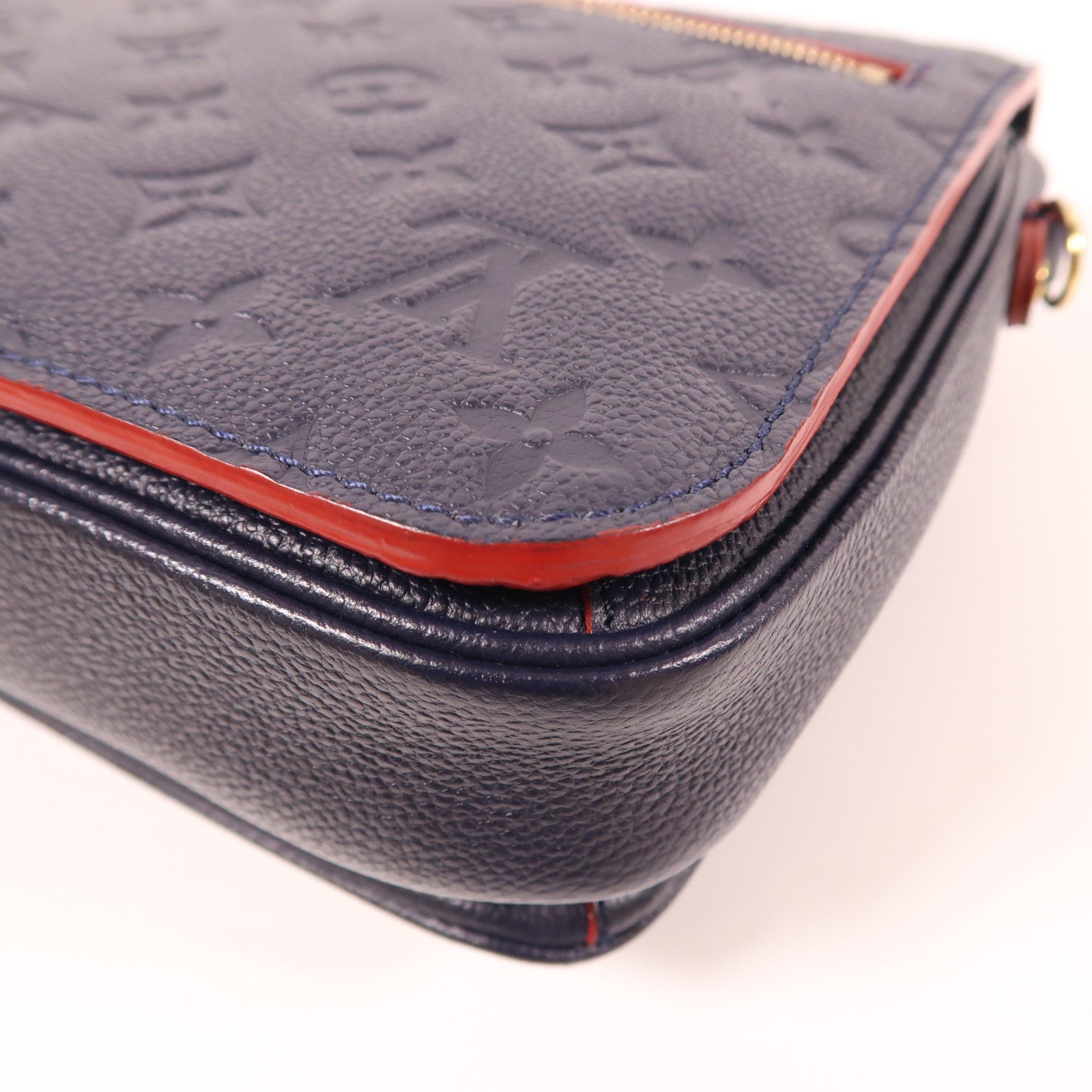 LOUIS VUITTON Monogram Empreinte Pochette Metis金扣手挽肩背兩用袋深藍色