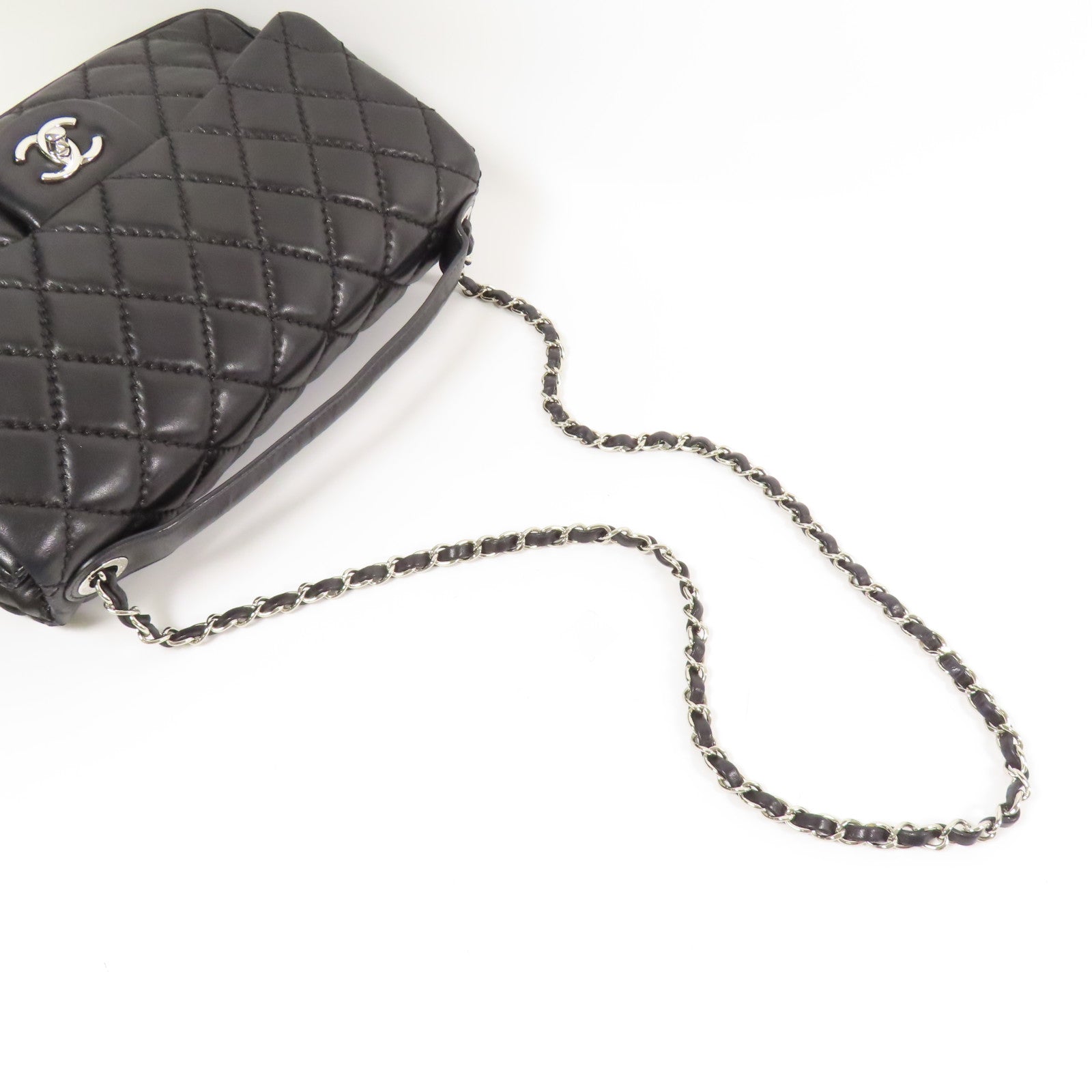 CHANEL 牛皮皮革2 Way Shoulder Bag銀扣手挽肩背兩用袋