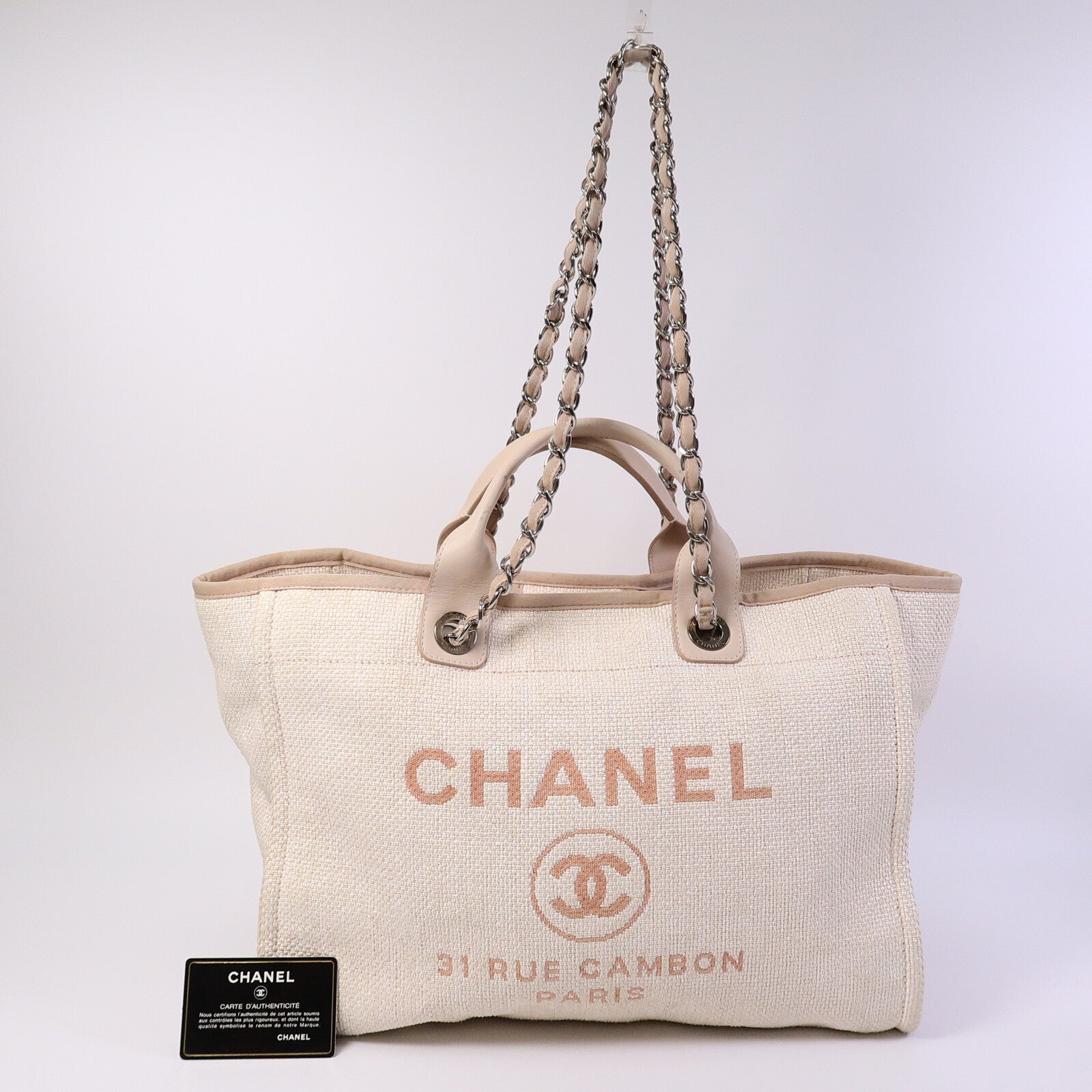 CHANEL 帆布Deauville Tote Bag手挽肩背兩用袋