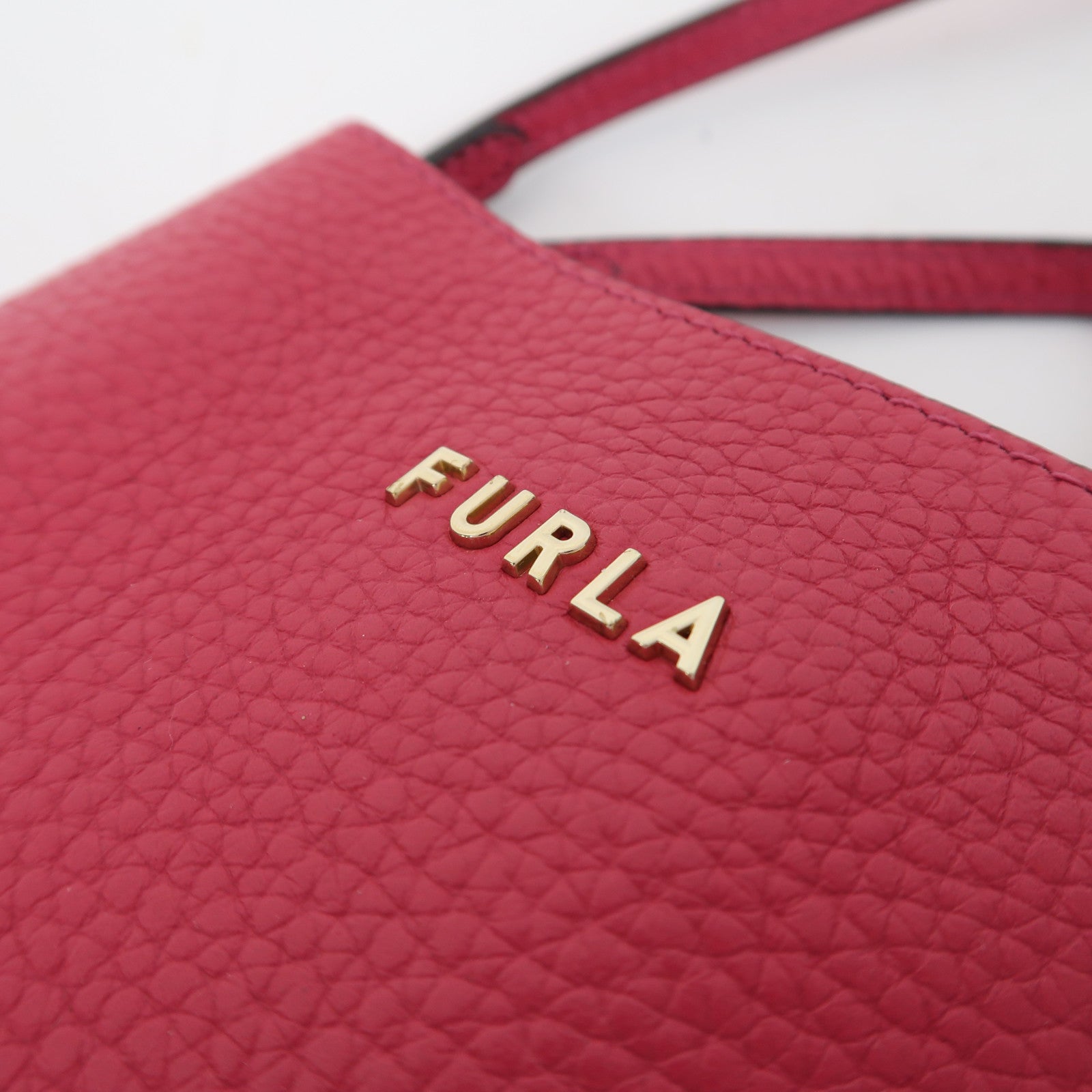 Furla 牛皮皮革Shoulder Bag金扣手挽肩背兩用袋粉紅色