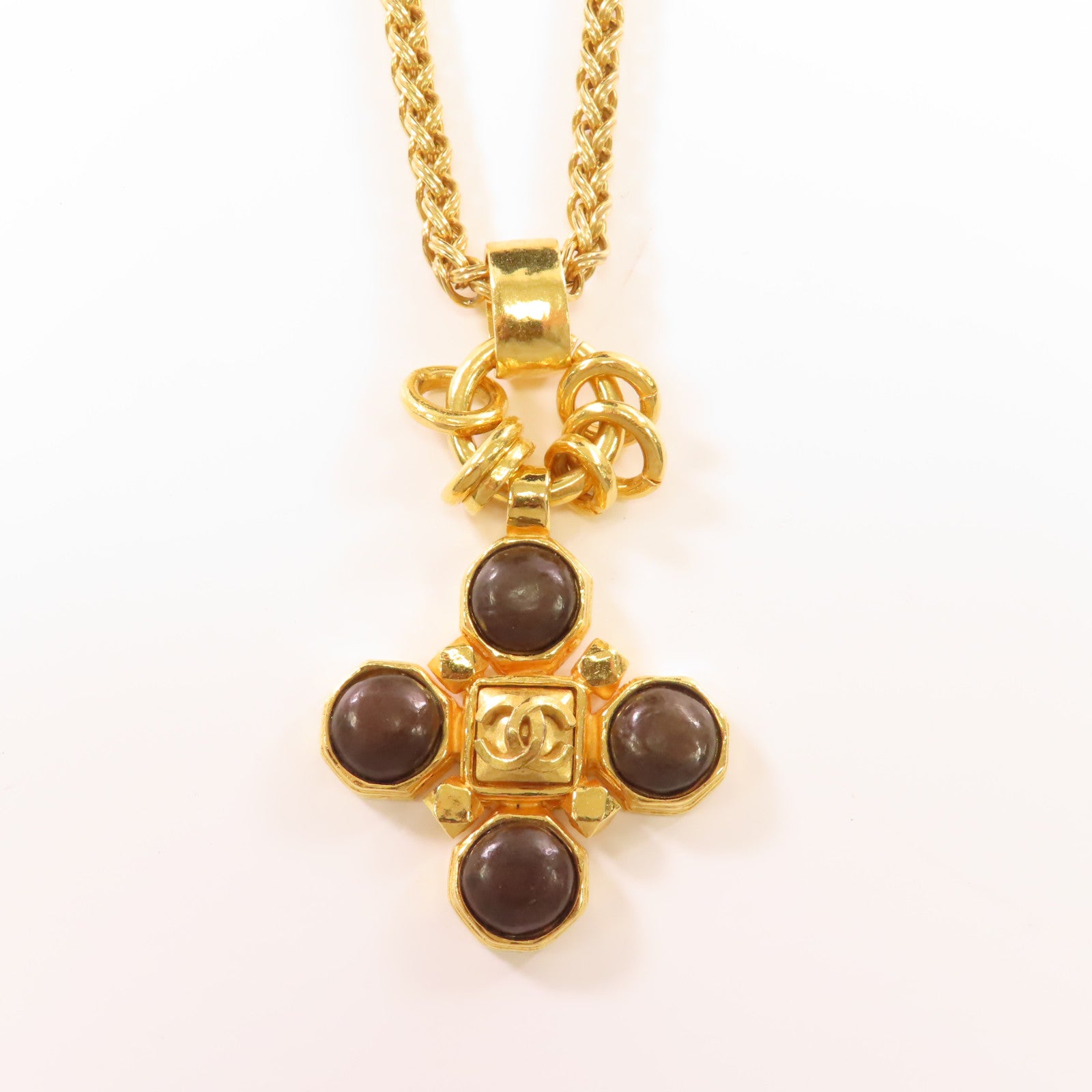 CHANEL 金屬Necklace項鍊金色/啡色