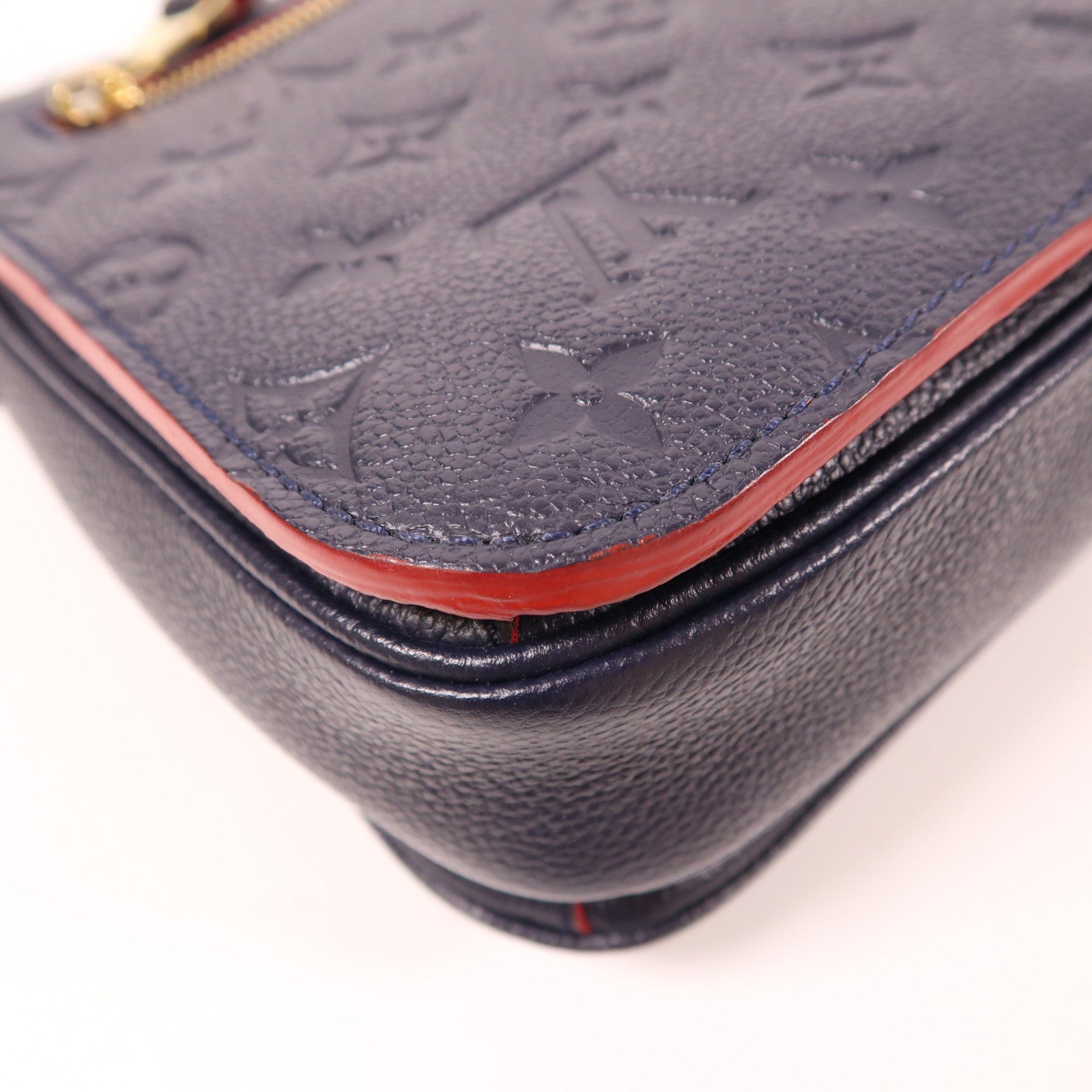 LOUIS VUITTON Monogram Empreinte Pochette Metis金扣手挽肩背兩用袋深藍色