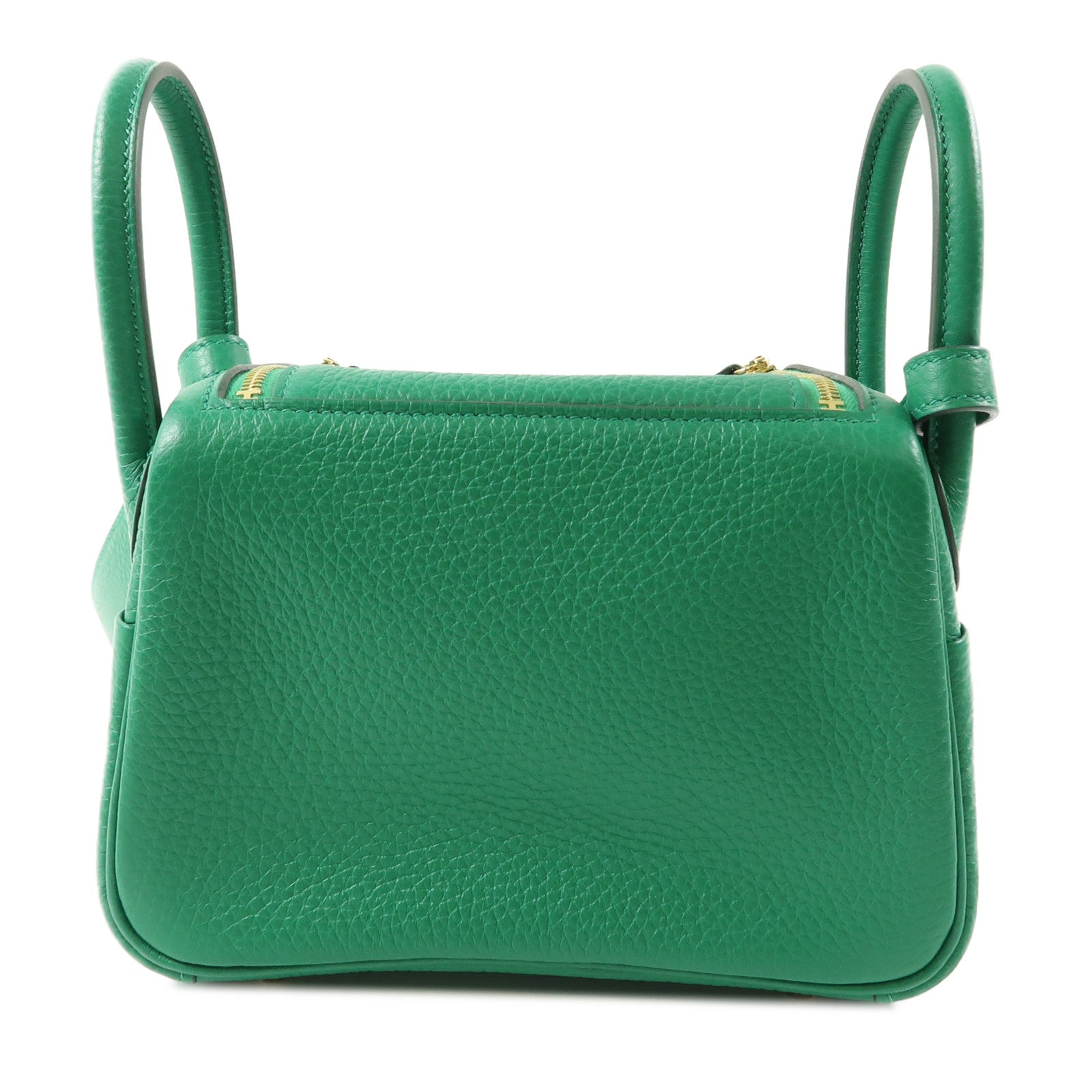 HERMES Clemence皮革Mini Lindy金扣手挽肩背兩用袋Vert Vertigo/綠色