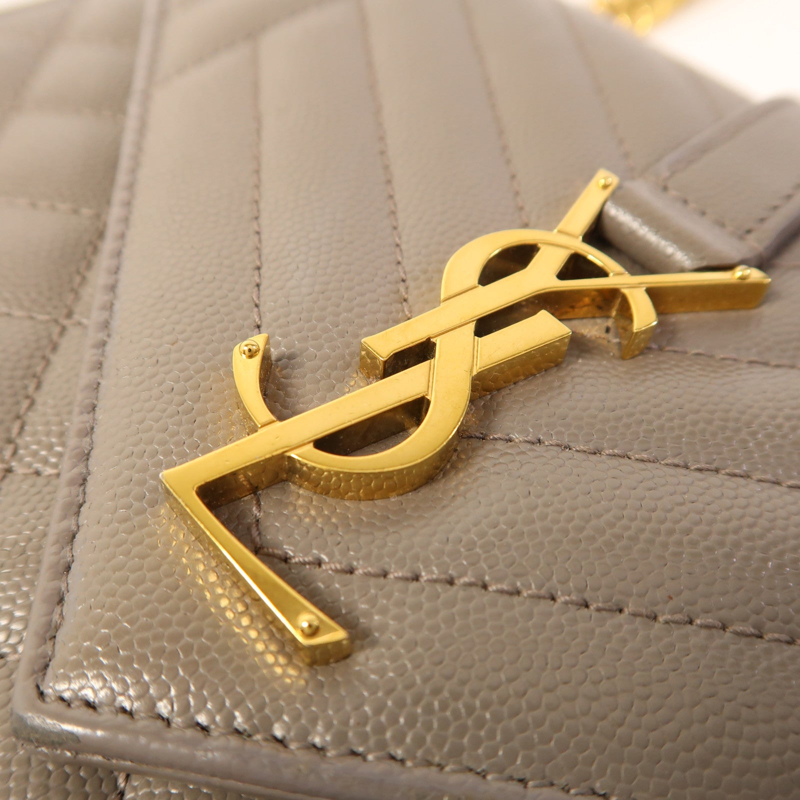 YVES SAINT LAURENT 牛皮皮革Shoulder Bag金扣鏈帶肩背袋