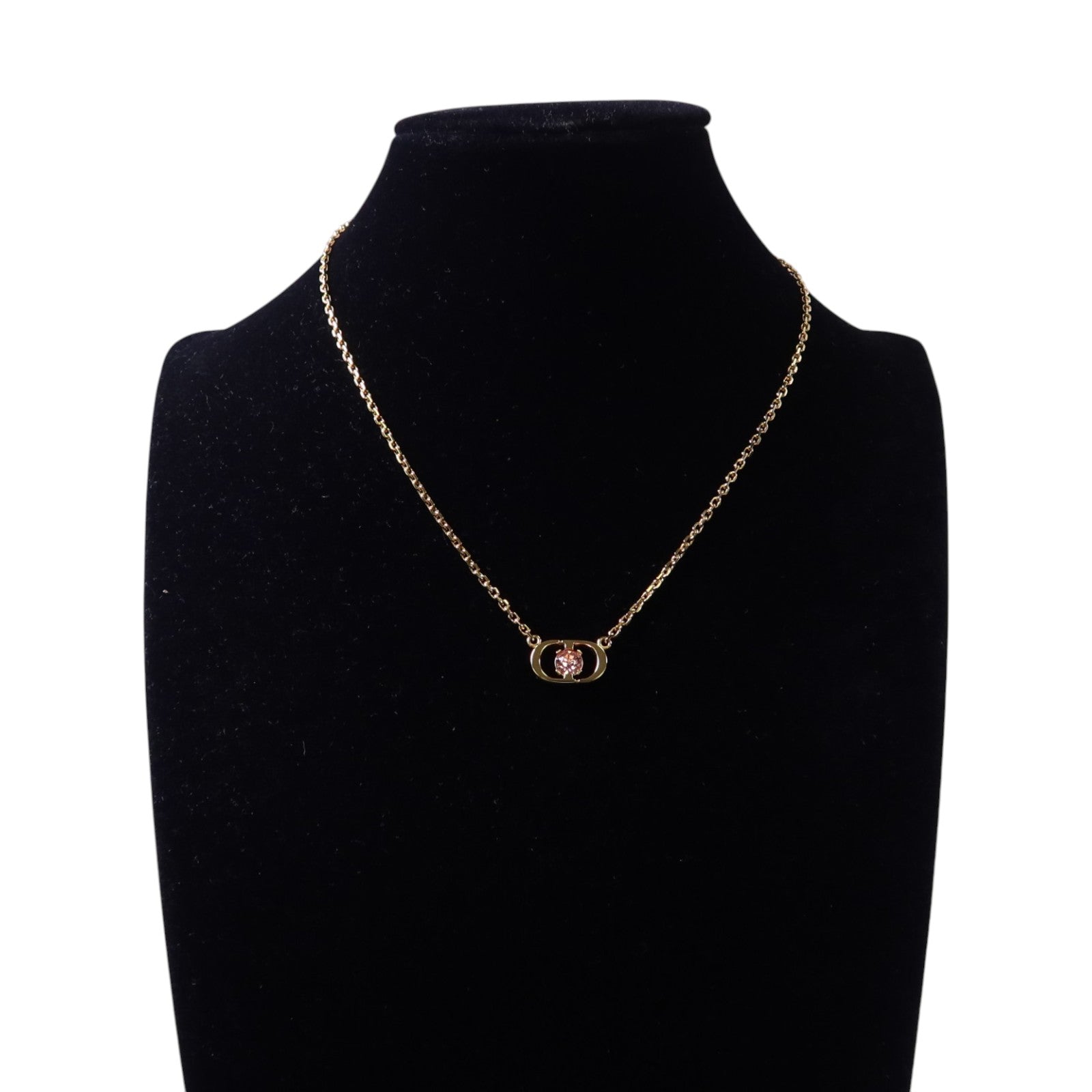 Dior 金屬/水鑽Petit CD Jolie Necklace金扣項鏈