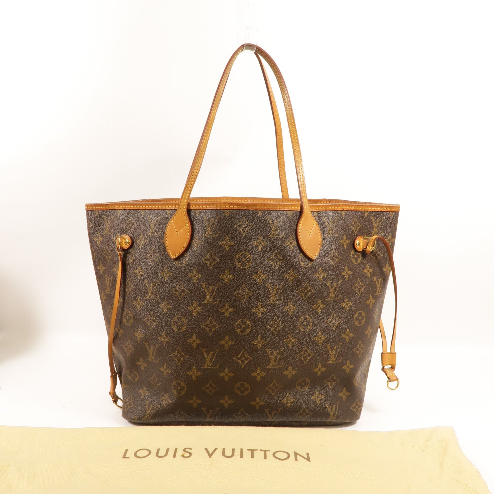 LOUIS VUITTON Monogram Neverfull MM金扣手挽袋
