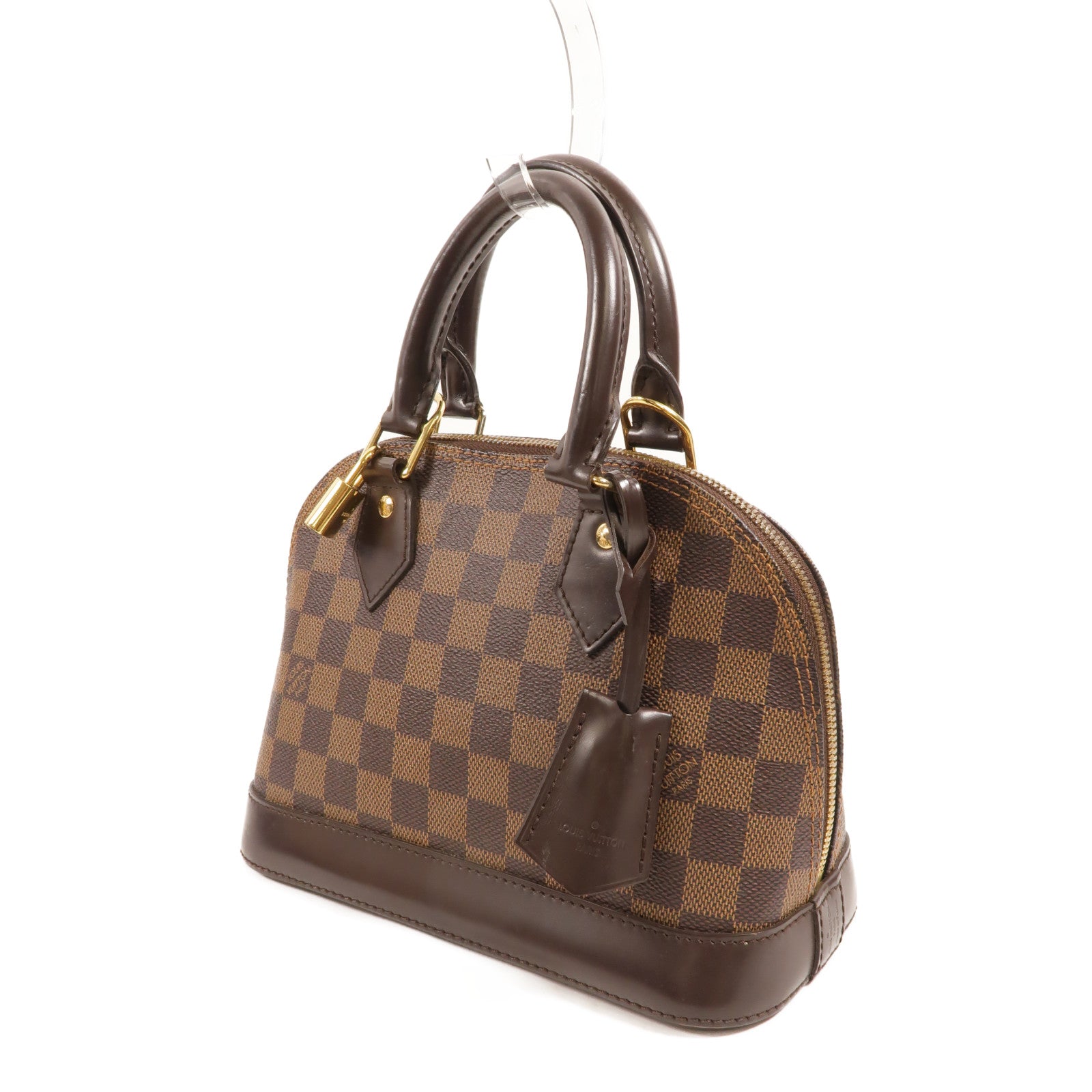 LOUIS VUITTON Damier Alma BB金扣手挽肩背兩用袋棕色
