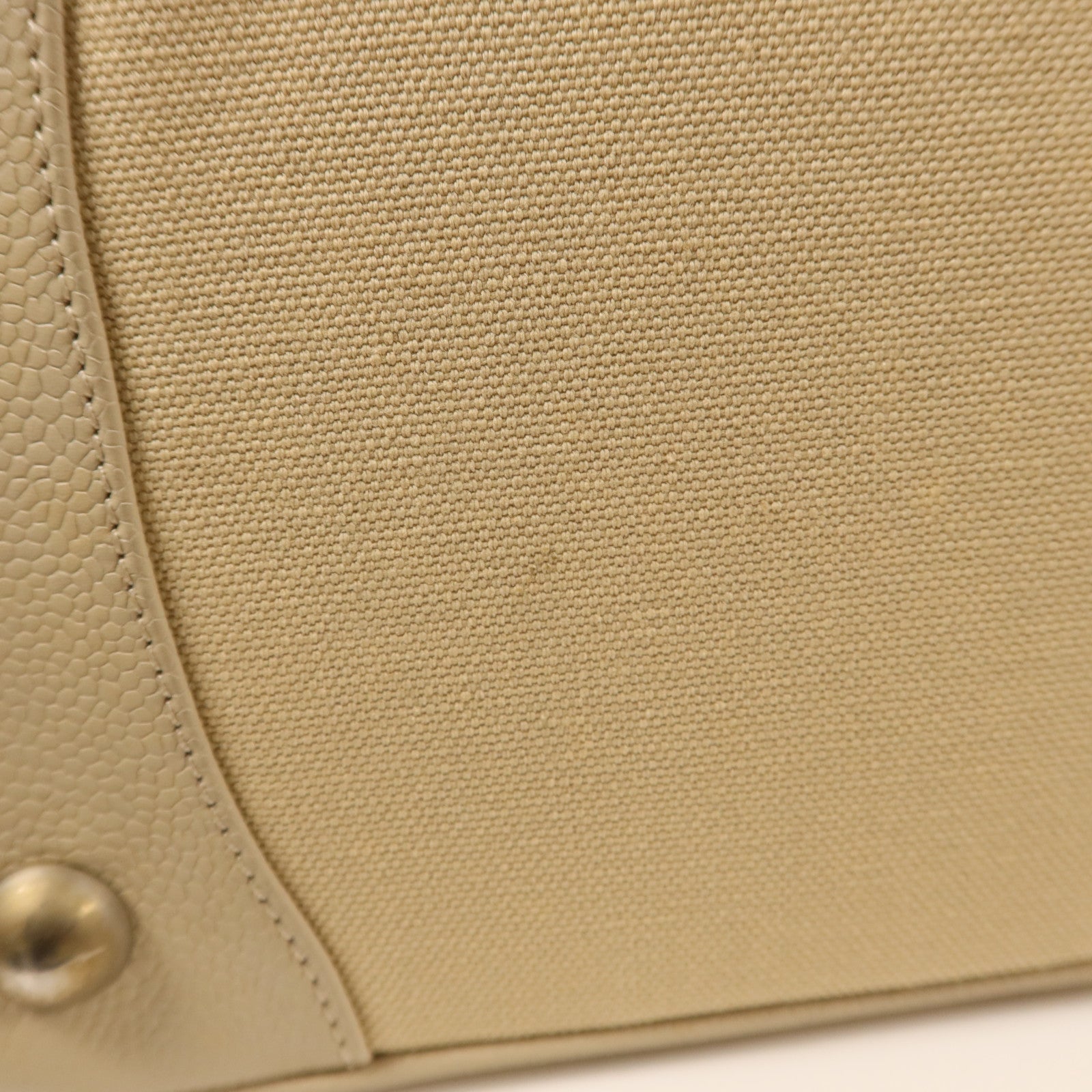 CHANEL 帆布/牛皮皮革Tote Bag銀扣手挽袋