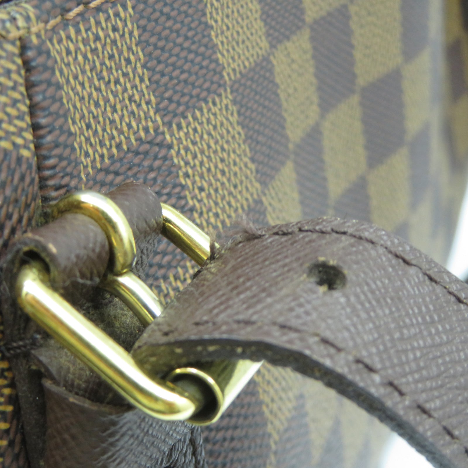 LOUIS VUITTON 【激減優惠】Damier Ebene Belem MM金扣肩背袋啡色
