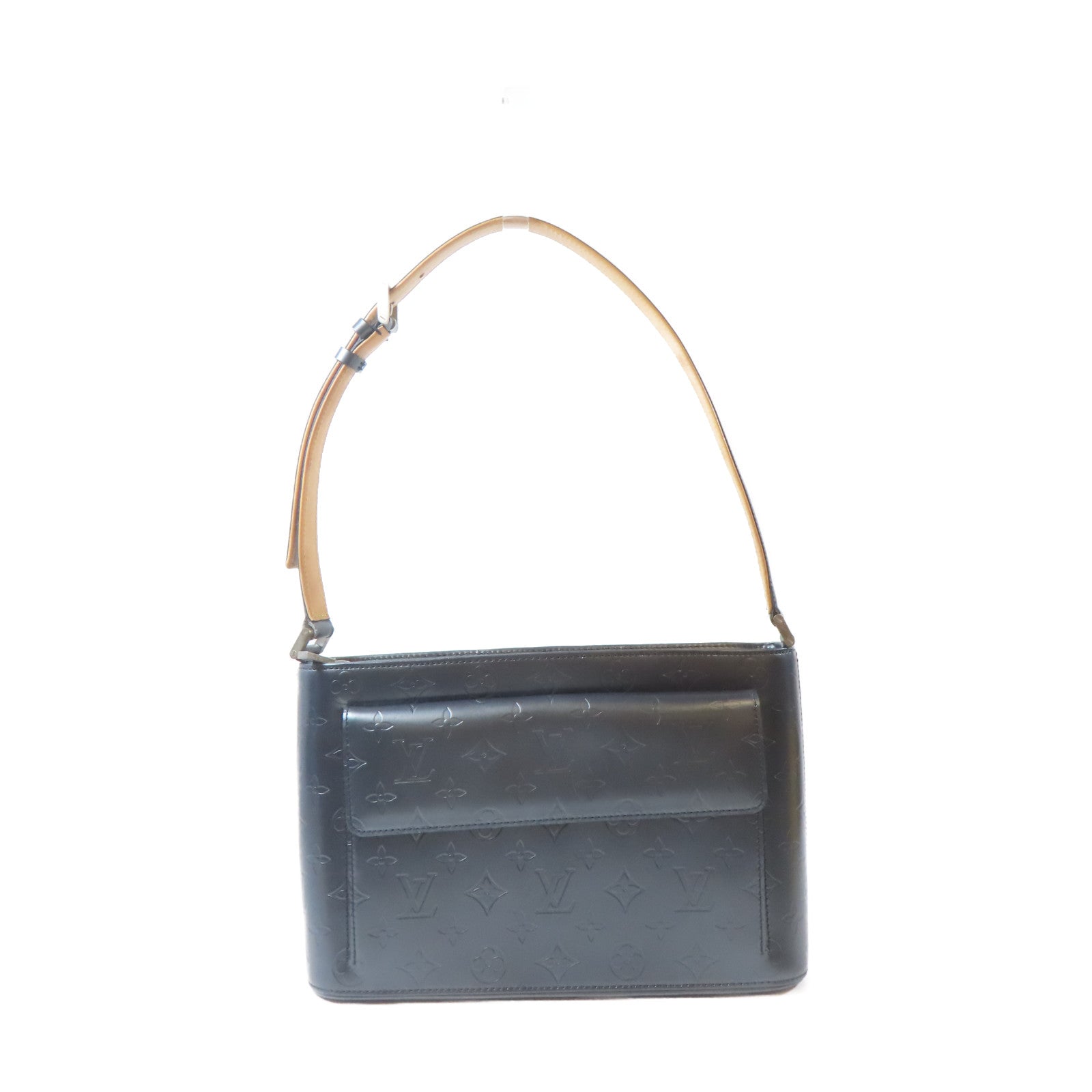 LOUIS VUITTON Monogram Mat Alston銀扣肩背袋灰色