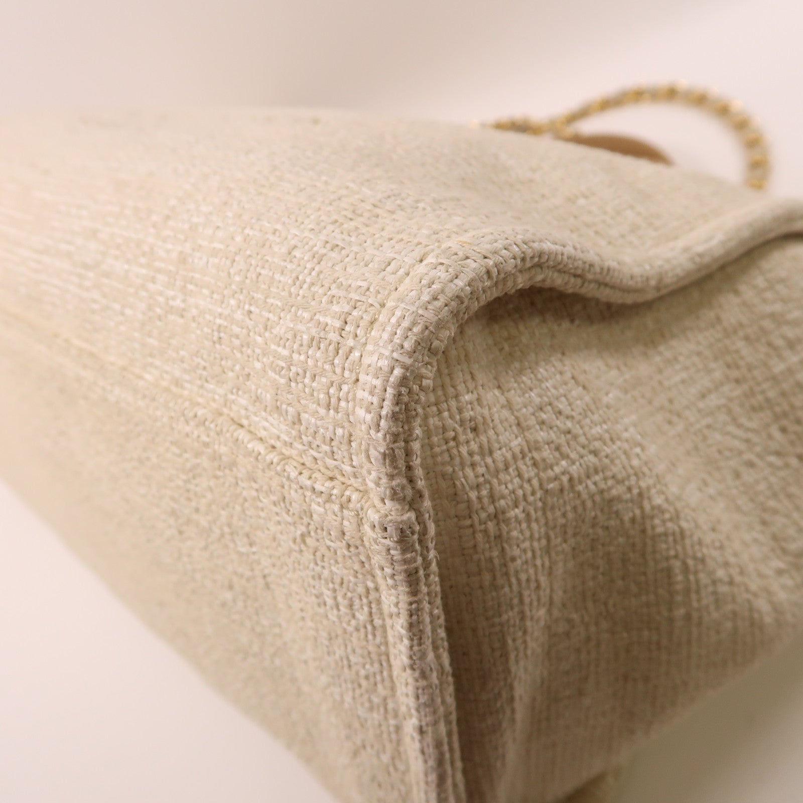 CHANEL 帆布/Straw Deauville金扣手挽肩背兩用袋