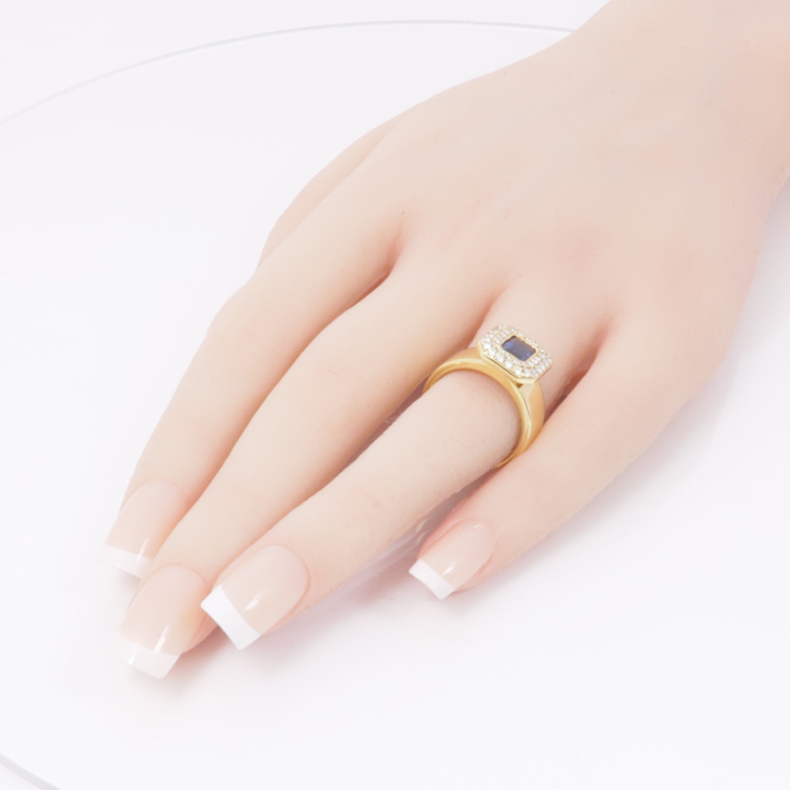 JEWELRY【激減優惠】 18K黃金Sapphire Diamond Ring藍寶石/鑽石戒指US#6.25