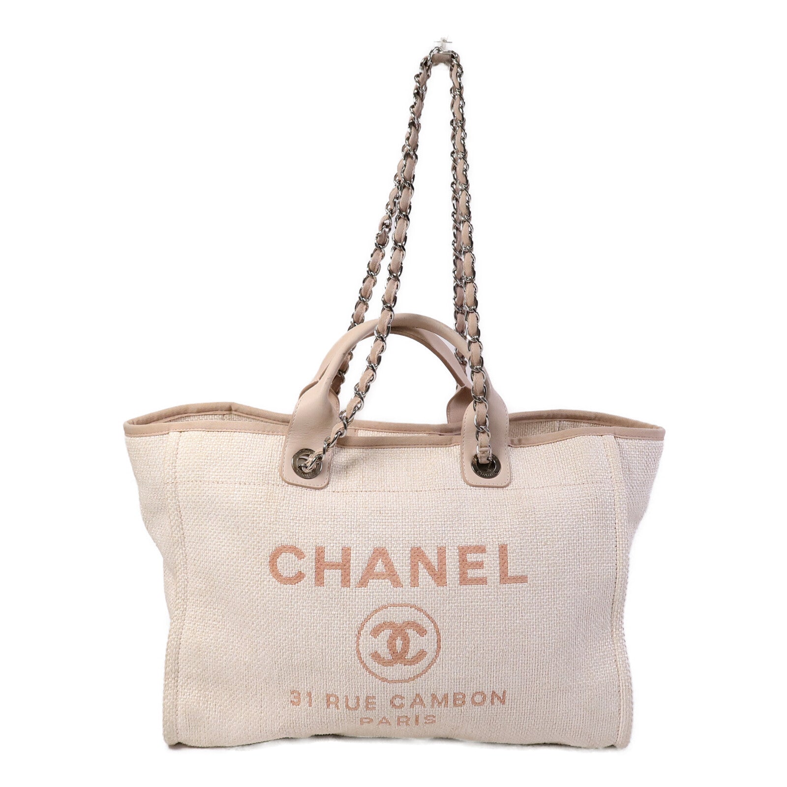 CHANEL 帆布Deauville Tote Bag手挽肩背兩用袋