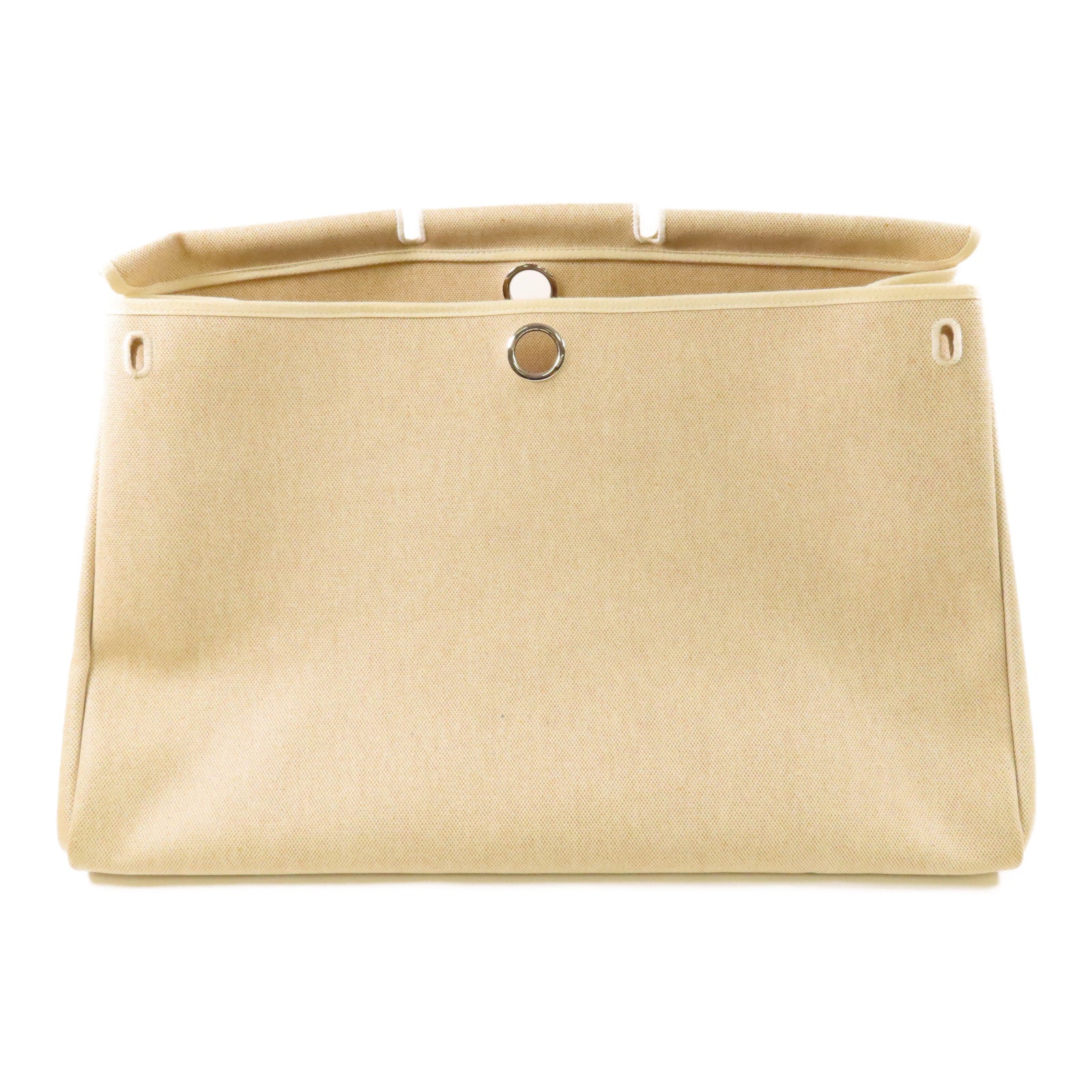 HERMES Toile H Herbag TGM銀扣手挽肩背兩用袋Beige