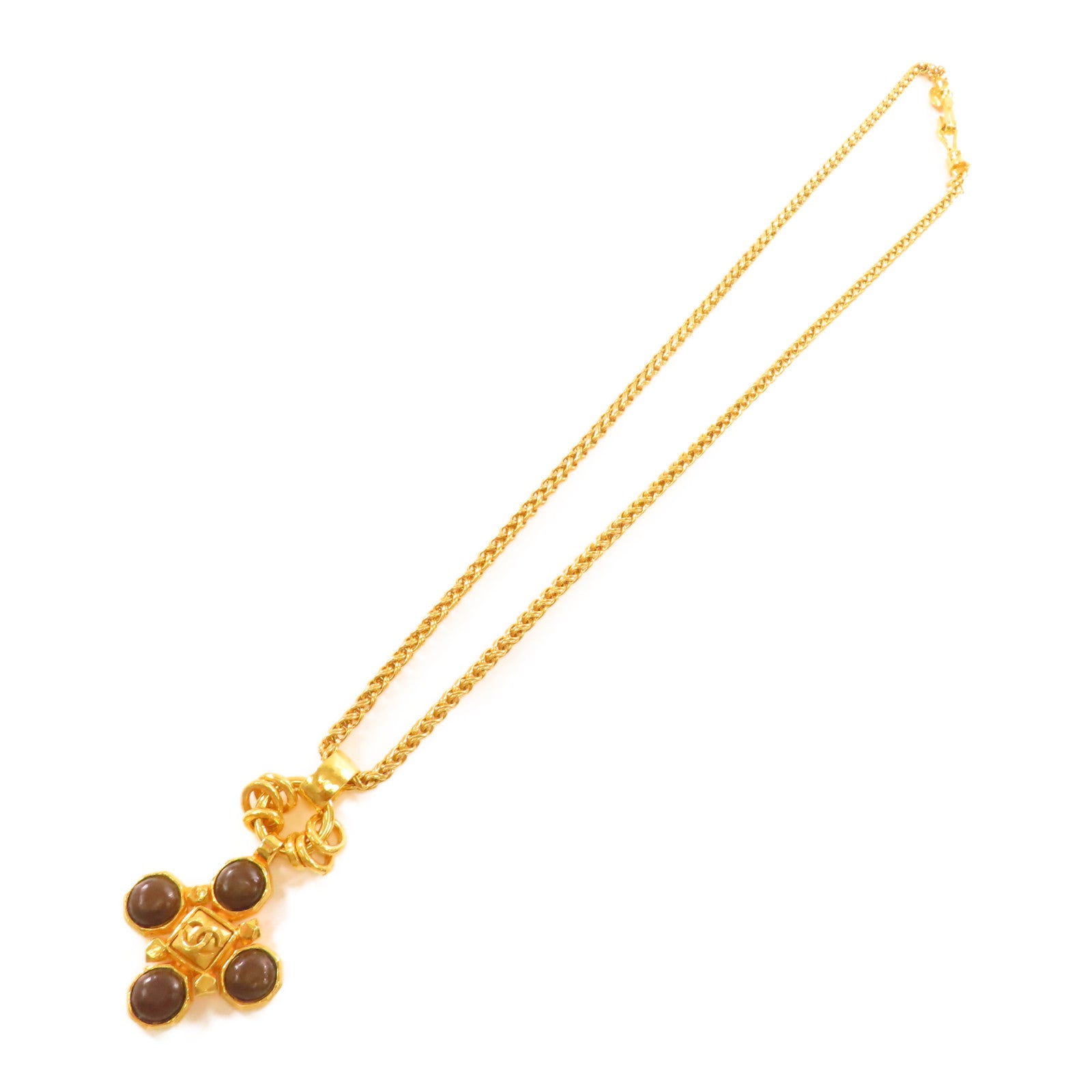 CHANEL 金屬Necklace項鍊金色/啡色