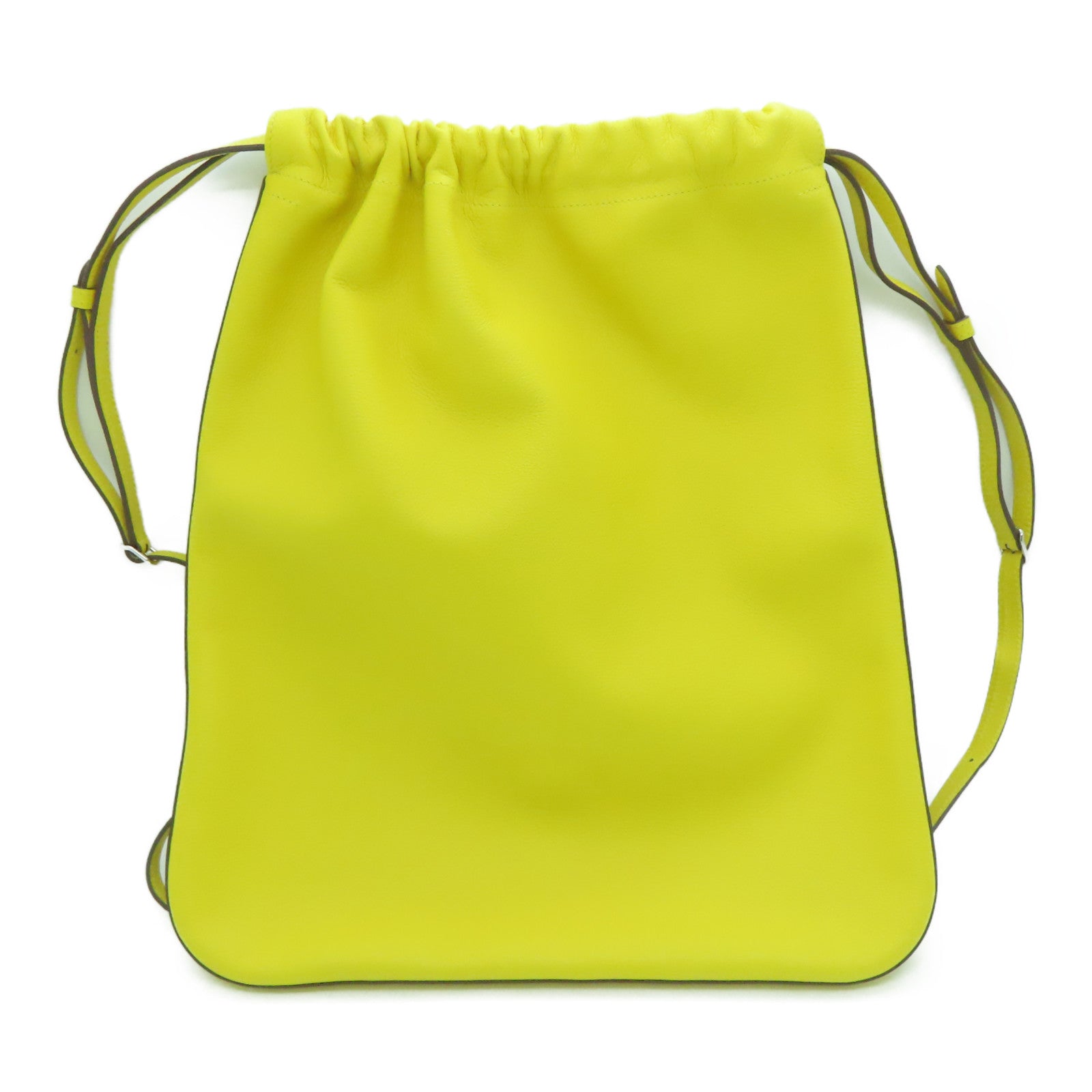 HERMES Evercolor Leather Bridado Shoulder Bag Silver Buckle Shoulder Bag Yellow