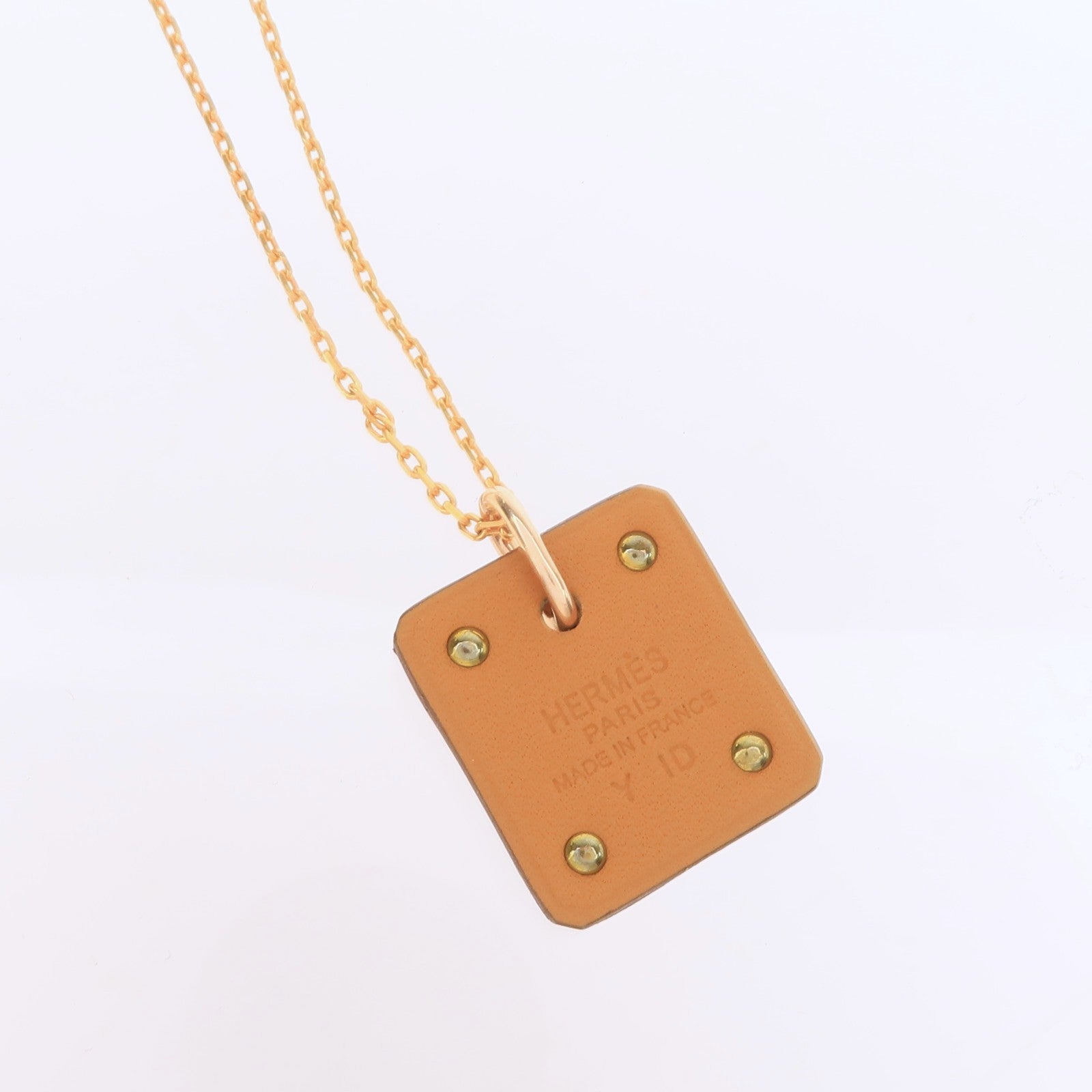 HERMES 皮革/金屬As De Coeur項鍊Gold