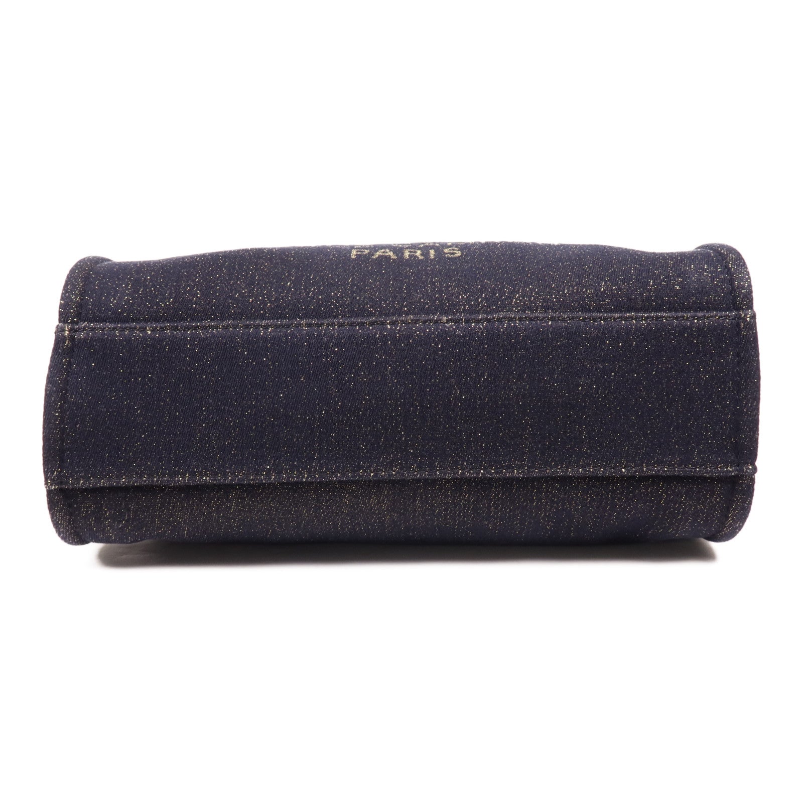 CHANEL 牛仔布Deauville Tote金扣鏈帶肩背袋