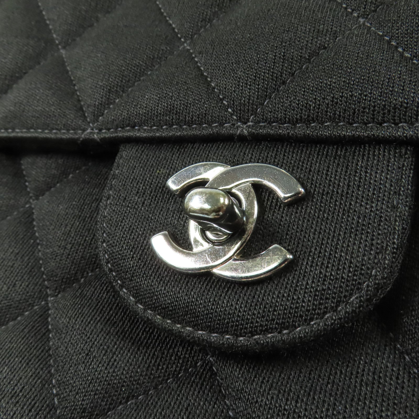 CHANEL 帆布Chain Shoulder銀扣鏈帶肩背袋