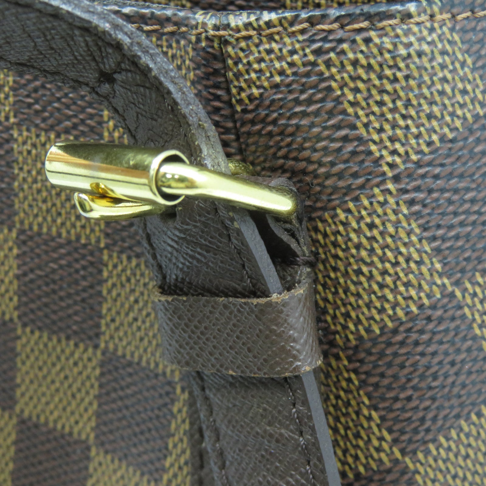 LOUIS VUITTON 【激減優惠】Damier Ebene Belem MM金扣肩背袋啡色