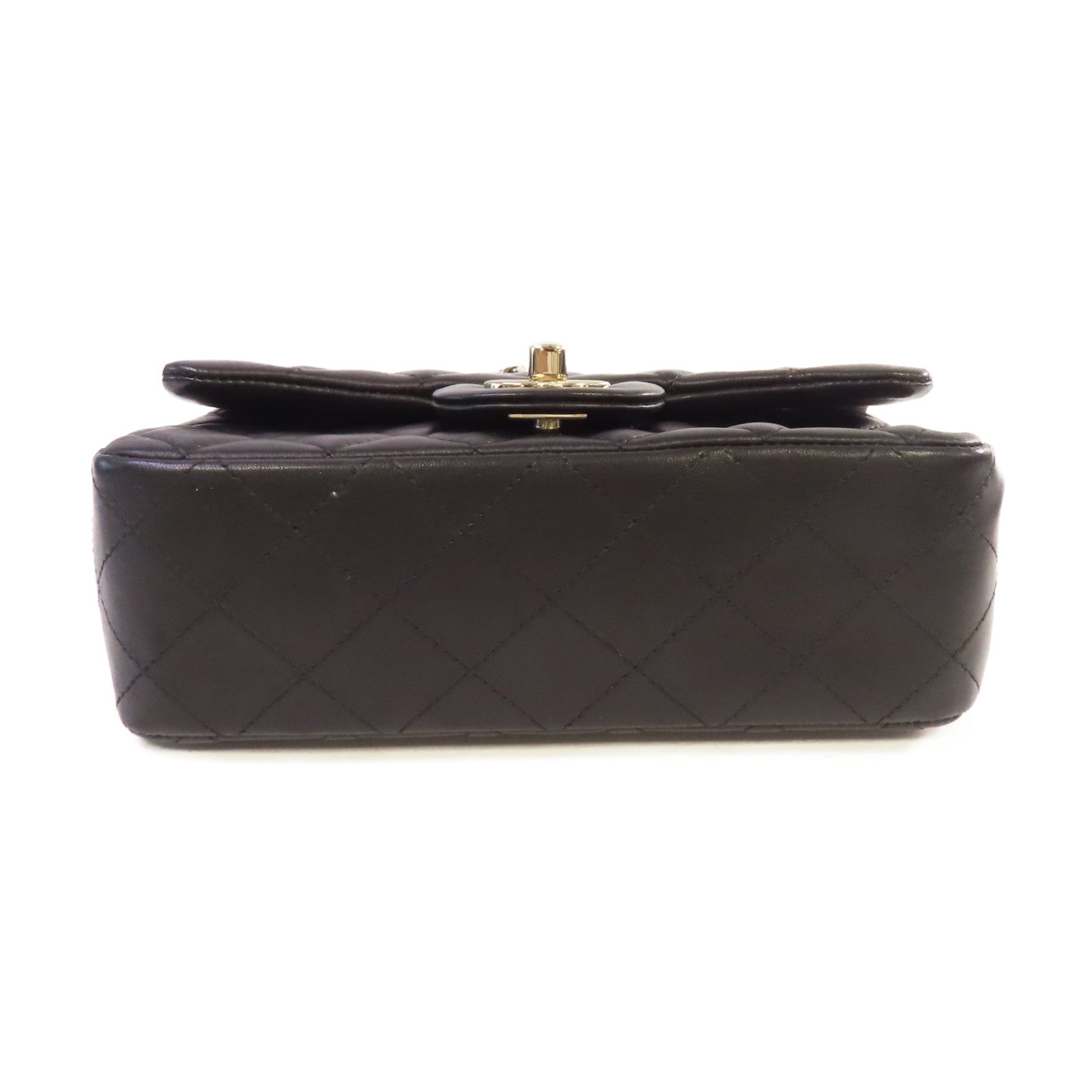 CHANEL 菱格羊皮皮革Classic 20cm Chain Shoulder Bag銀扣鏈帶肩背袋黑色