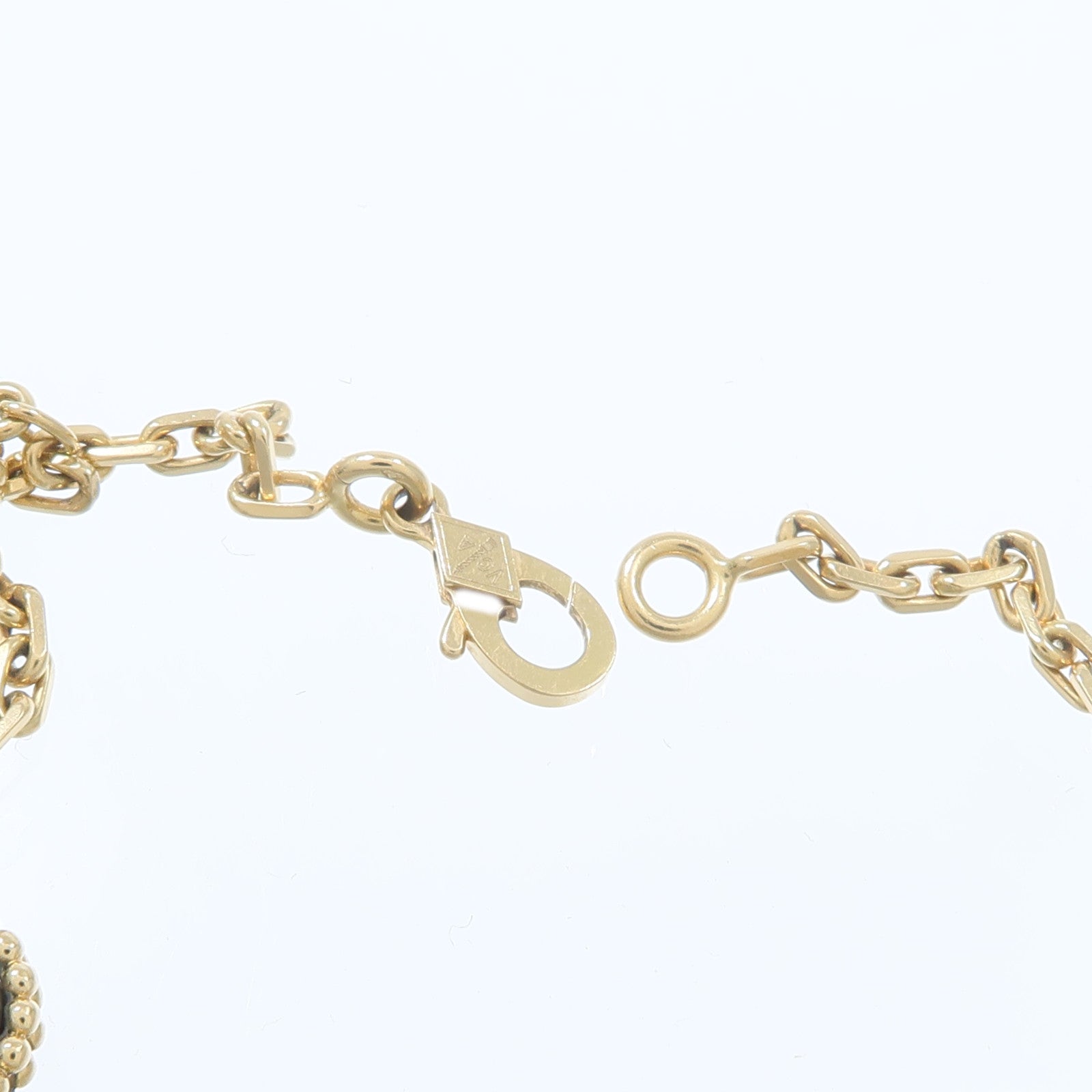Van Cleef & Arpels 18K黃金Lucky Alhambra 4-Motif Bracelet珍珠母貝/紅玉髓/孔雀石/虎眼石手鏈