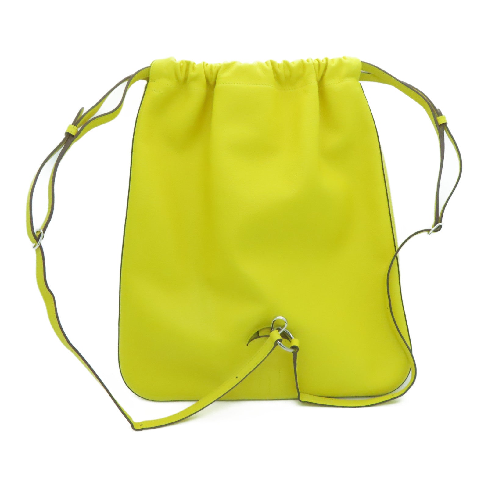 HERMES Evercolor Leather Bridado Shoulder Bag Silver Buckle Shoulder Bag Yellow