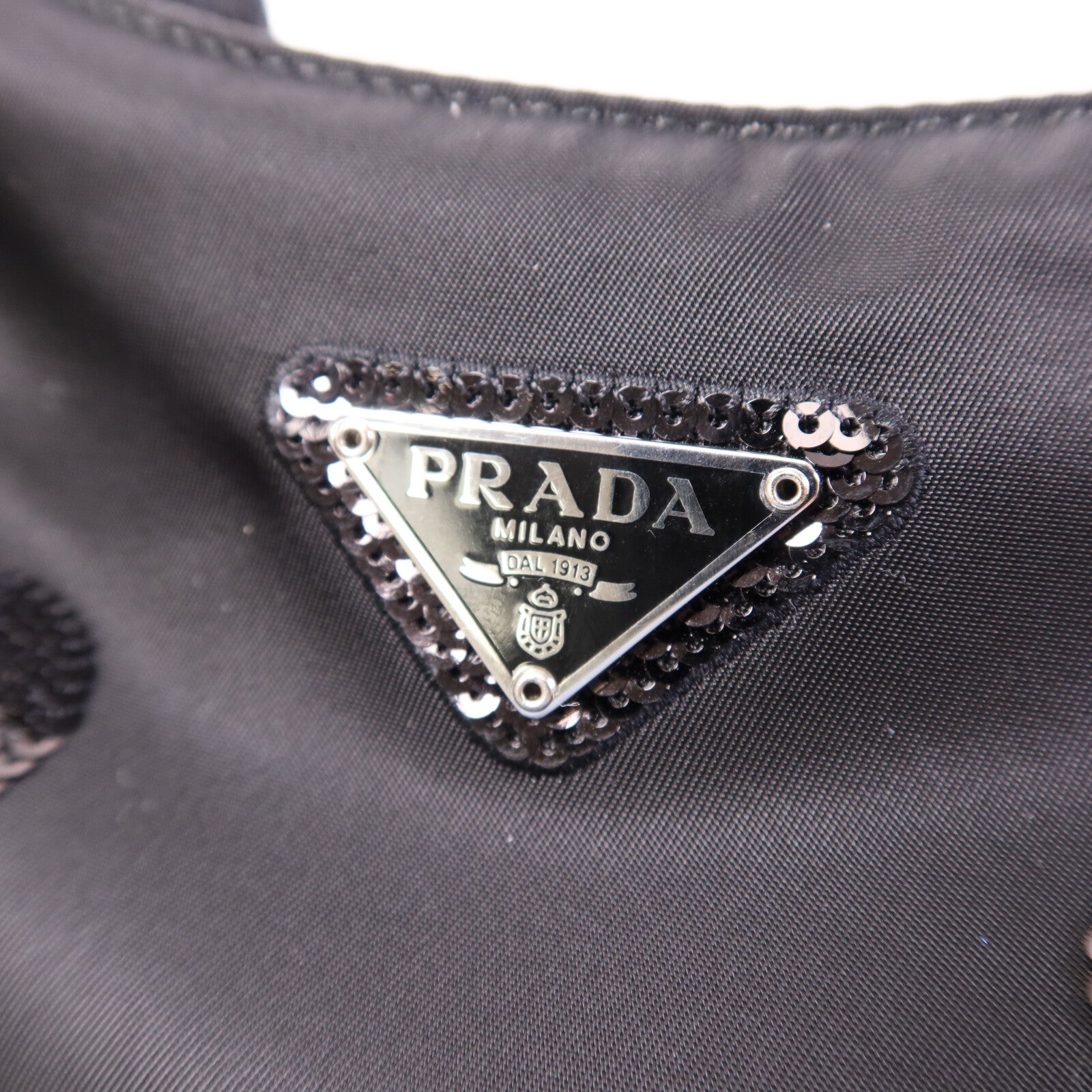 PRADA 【激減優惠】尼龍/珠片Sequin Polka Dot Bag銀扣鏈帶肩背袋