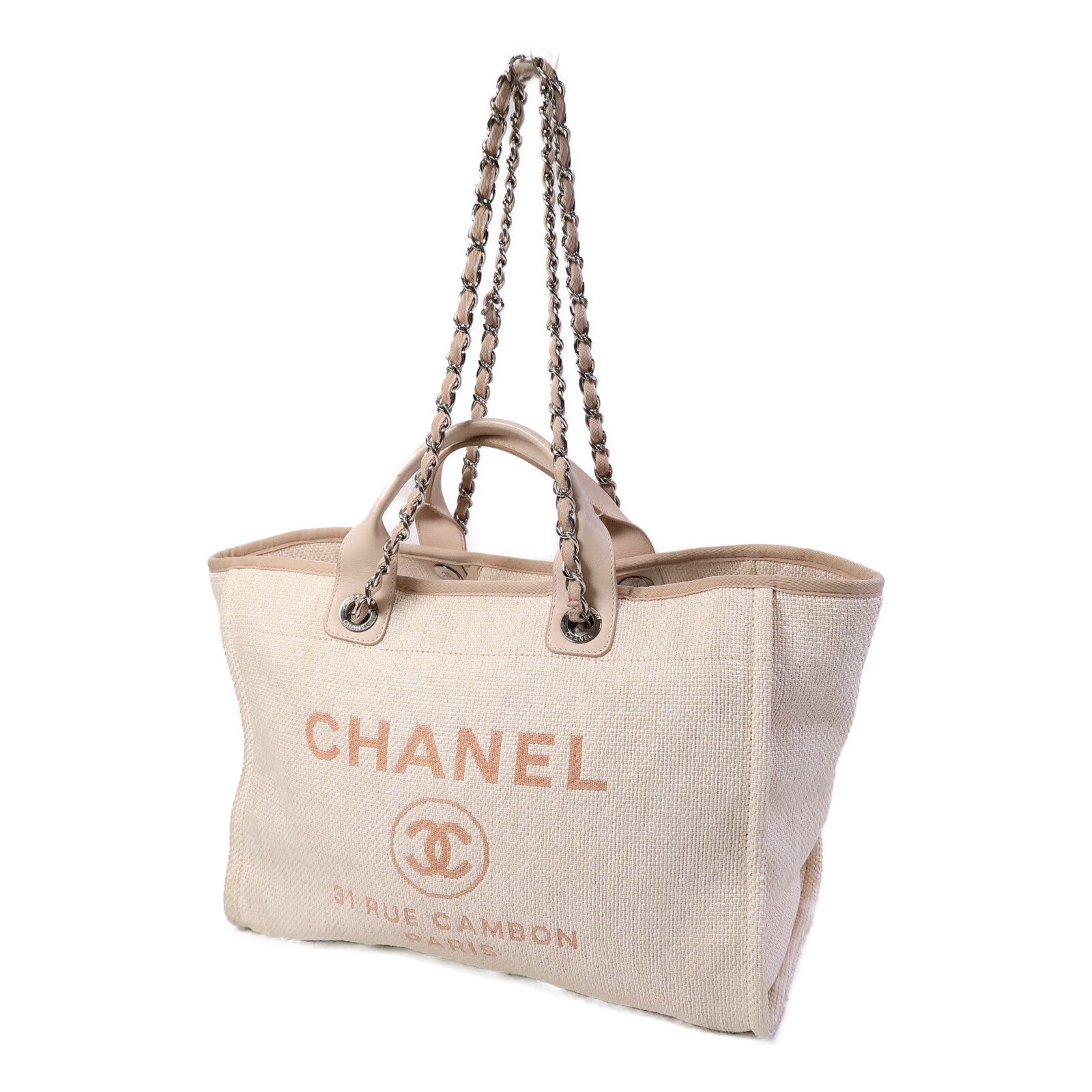 CHANEL 帆布Deauville Tote Bag手挽肩背兩用袋