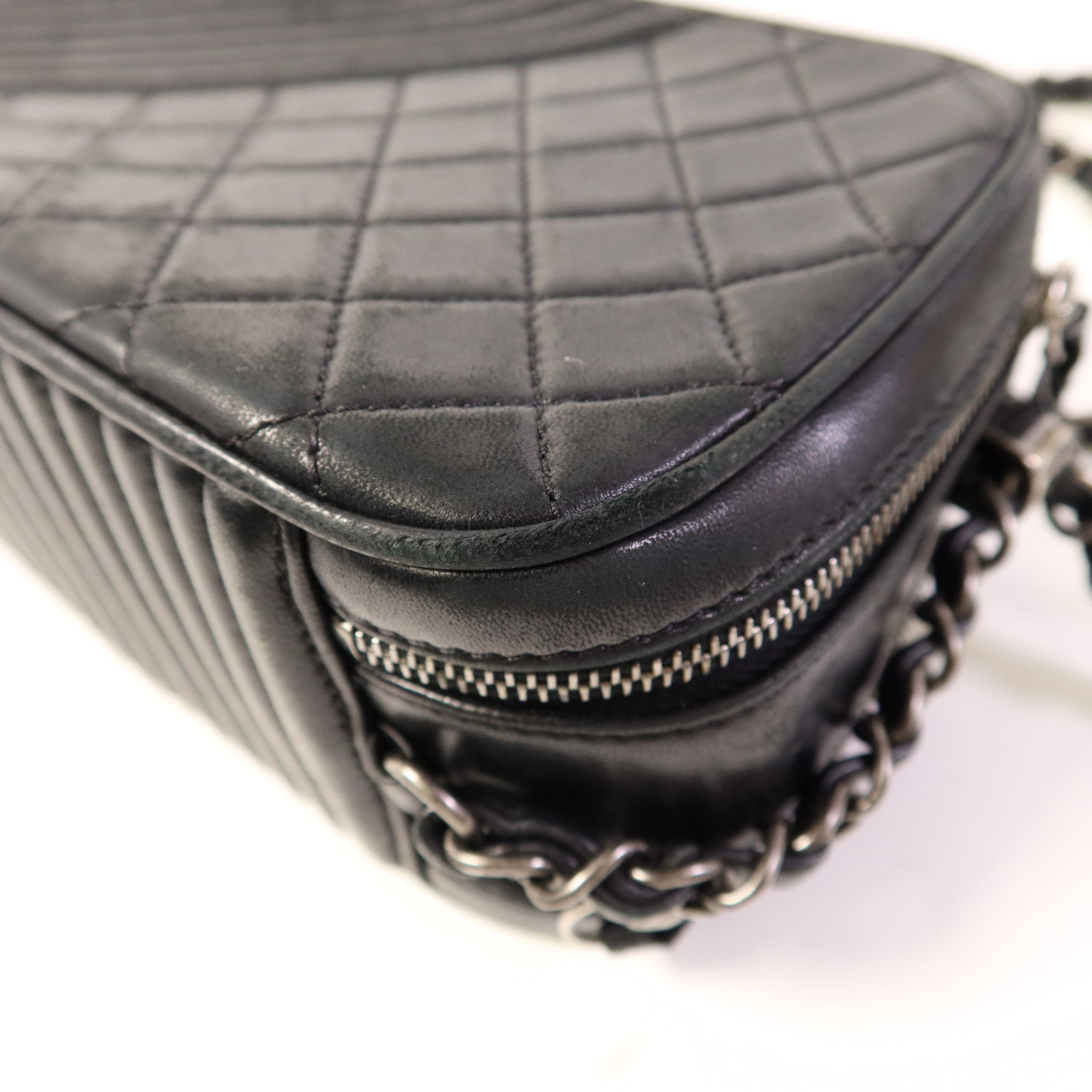 CHANEL 牛皮皮革Chain Shoulder Bag銀扣鏈帶肩背袋