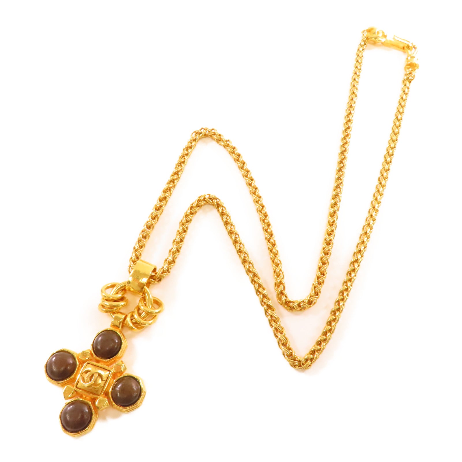 CHANEL 金屬Necklace項鍊金色/啡色